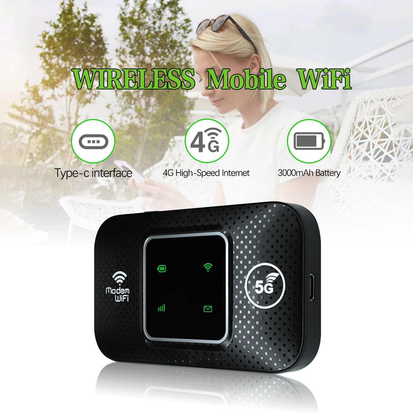 GOWENIC WiFi Portátil 4G LTE, M9 LED Versión Europea 300 Mbps Punto de Acceso WiFi Móvil Portátil para Viajes, 4G MIFI Portátil WiFi en Movimiento Compatible con 10 Dispositivos, Batería