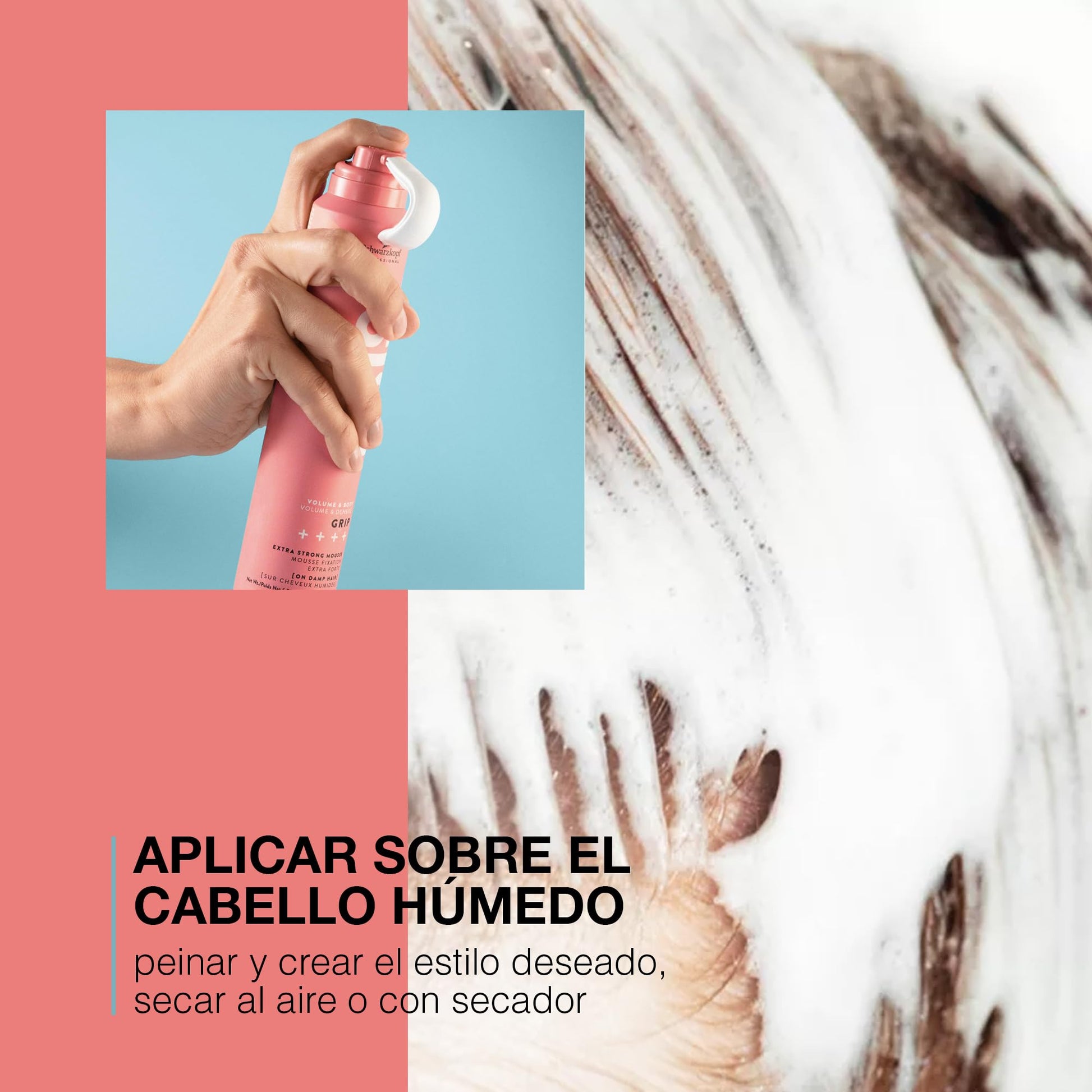 Espuma de Fijación Extrafuerte Osis Grip Natural con Protección Térmica y Control de Frizz