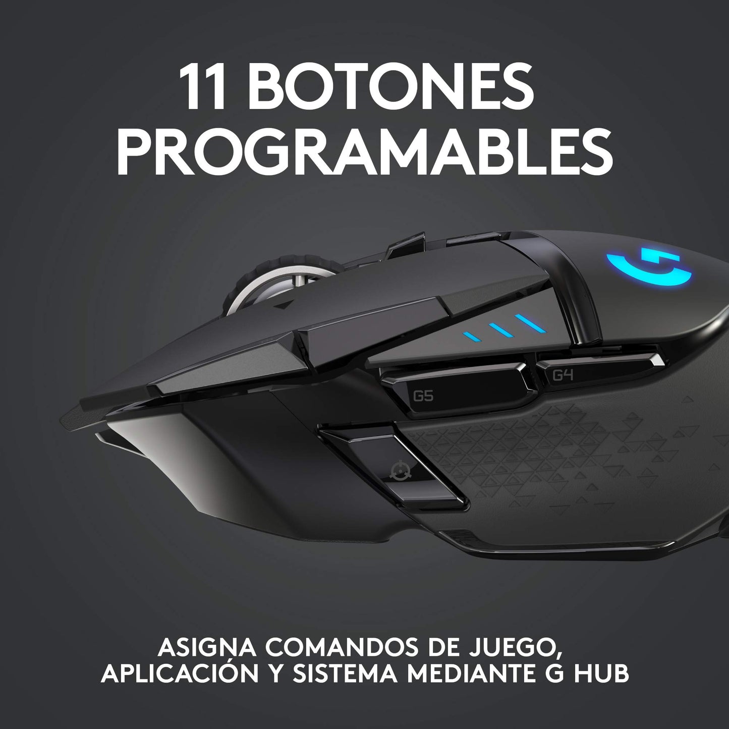 Logitech G502 LIGHTSPEED Mouse Gaming Inalámbrico, HERO 25K, 25,600 DPI, RGB, Peso Reducido, 11 Botones Programables, Batería Larga Duración, POWERPLAY-compatibile, PC, Negro - Windows