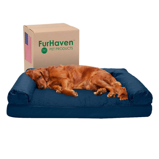 Furhaven Pet - Sofá ortopédico acolchado FurHaven Jumbo para perros y gatos, azul marino