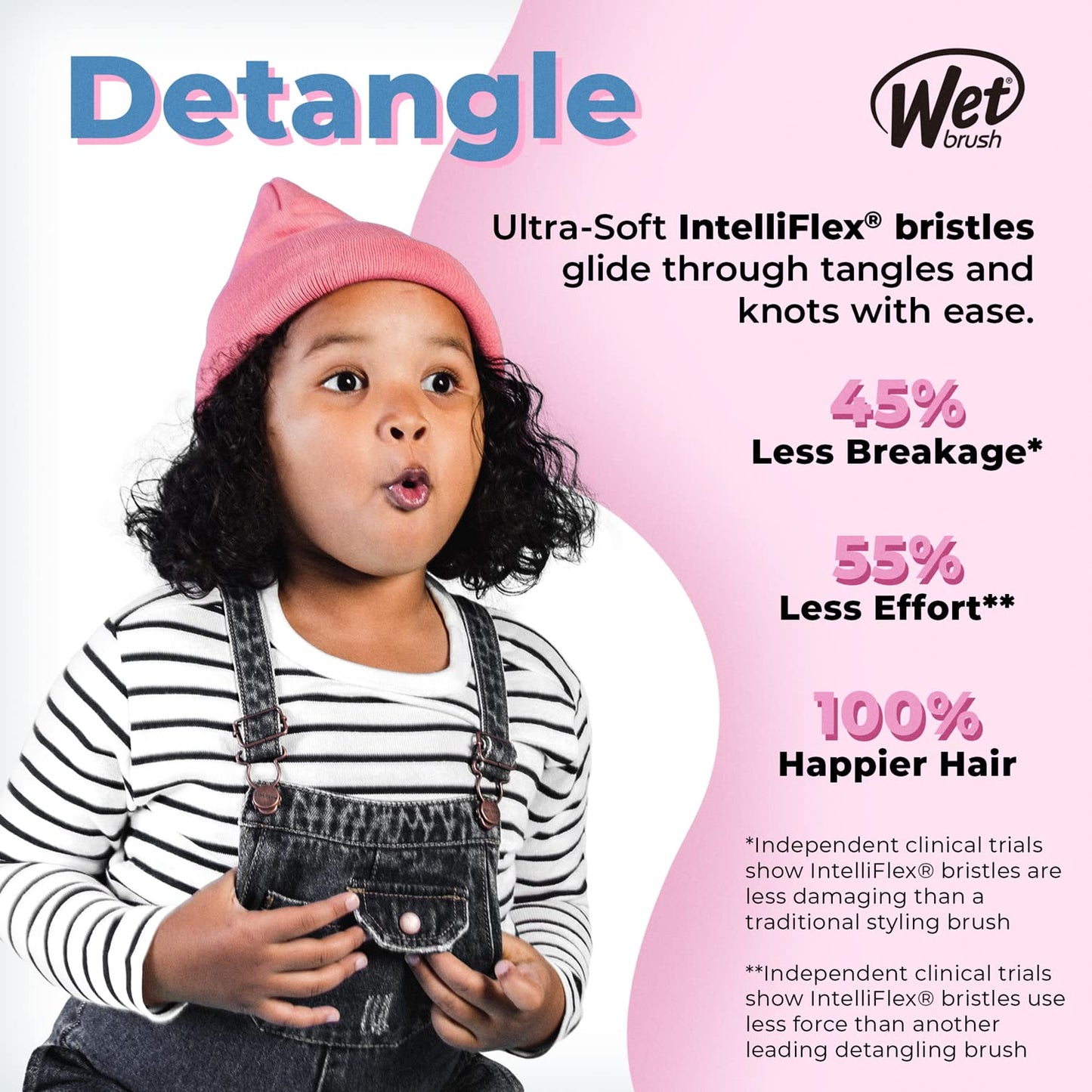 Wet Brush Cepillo desenredante original, teñido anudado, melocotón, todo tipo de cabello, cerdas IntelliFlex ultra suaves que se deslizan a través de enredos con facilidad, peine sin dolor para hombres, mujeres, niños y niñas