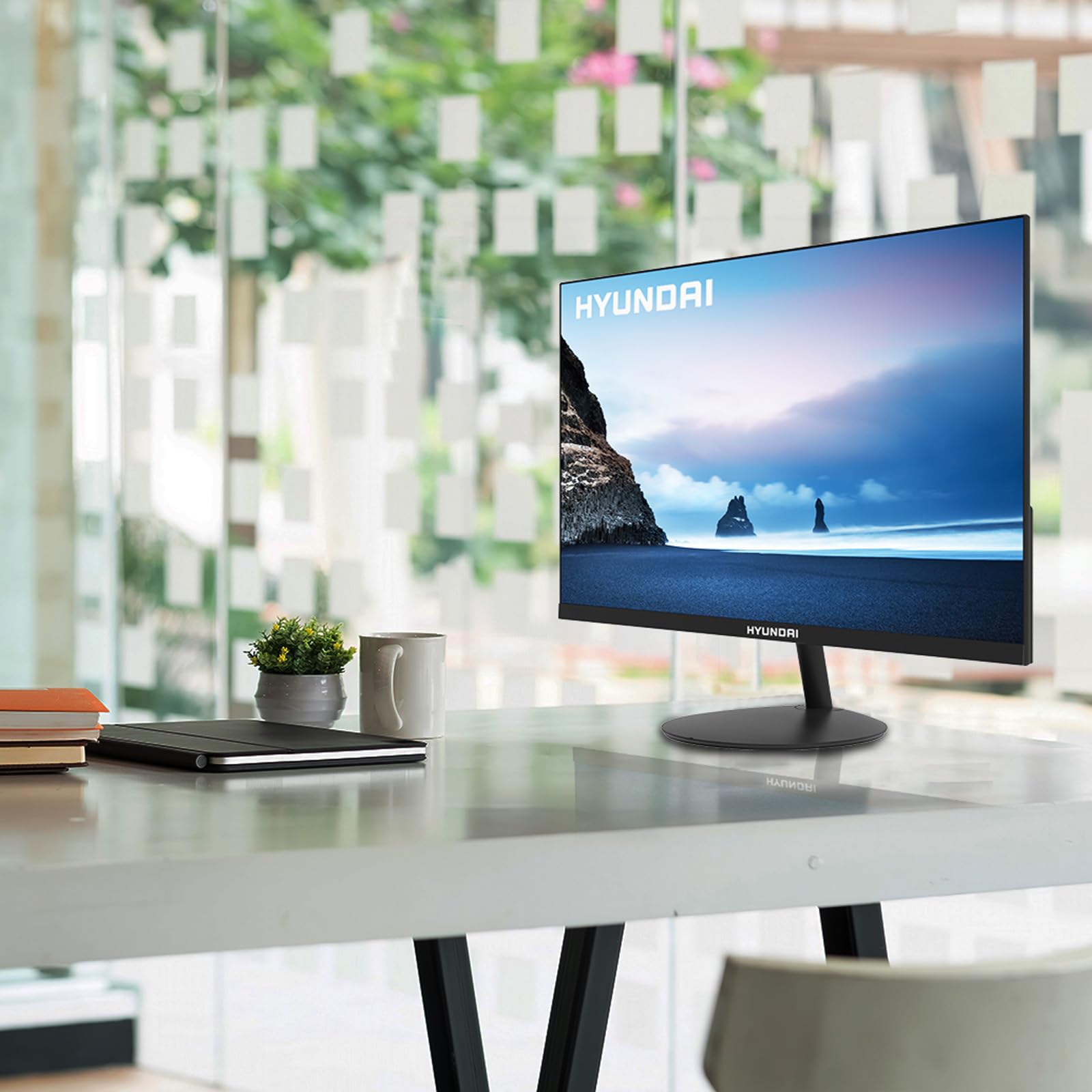 HYUNDAI HY View 22” Monitor de Oficina, VA 1920x1080p, 60Hz, OD 5 ms, Diseño Delgado, HDMI Incluido - Negro