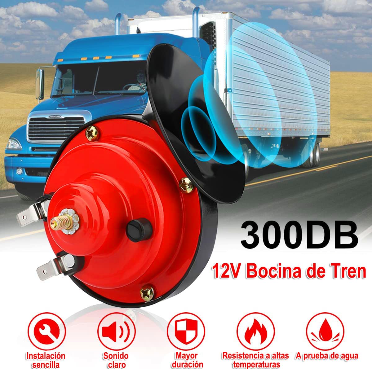 Bocina de Tren,Ocinas de Caracol Eléctrico Súper Fuerte de 150 dB,12 V Impermeable Bocina de Eléctrica de Aire de Coche, Agudos Fuertes y Bocina de Aire,Adecuado para Motocicleta,Camión,Bicicleta,etc.