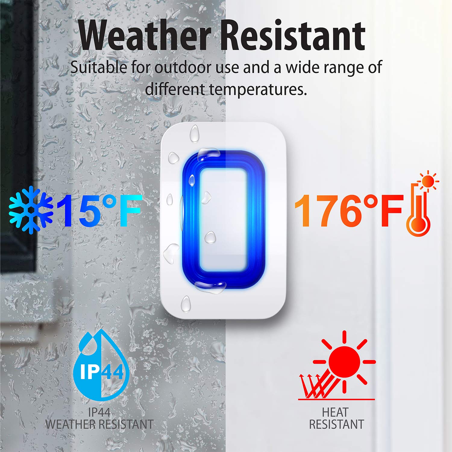 Fosmon WaveLink - Protector de alarma para puerta (500 pies, 58 melodías, 5 niveles de volumen, indicadores LED), detector de movimiento, alerta de entrada en casa, empresa/tienda (1 receptor + 1