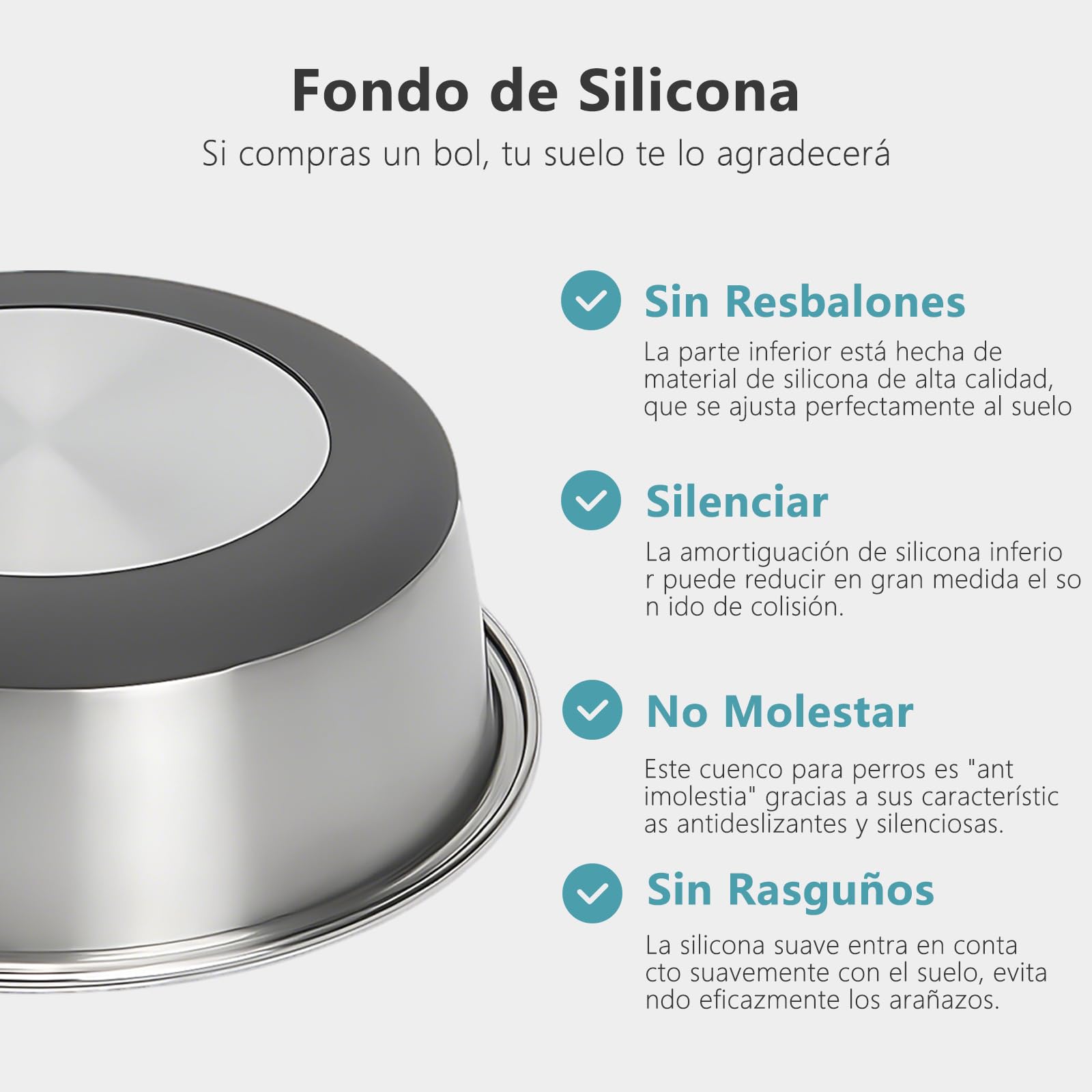 Tazón de Acero Inoxidable TEZXSAEW Gris Diferenciador para Perros y Gatos