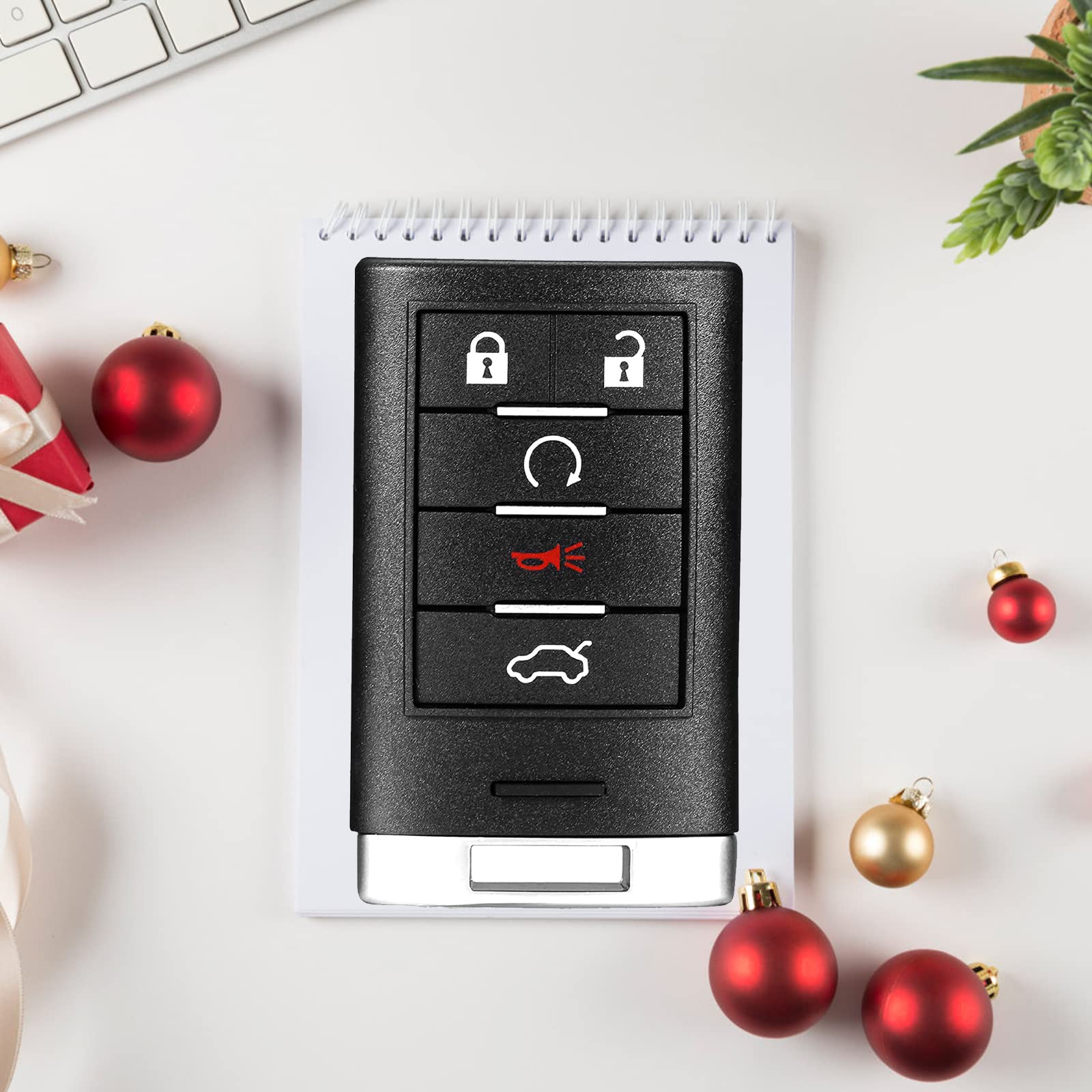 Llavero de coche con control remoto de entrada sin llave, compatible con Cadillac CTS 2008-2015 Cadillac STS 2008 2009 2010 2011 FCC ID: M3N5WY777A 315MHz (paquete de 1)
