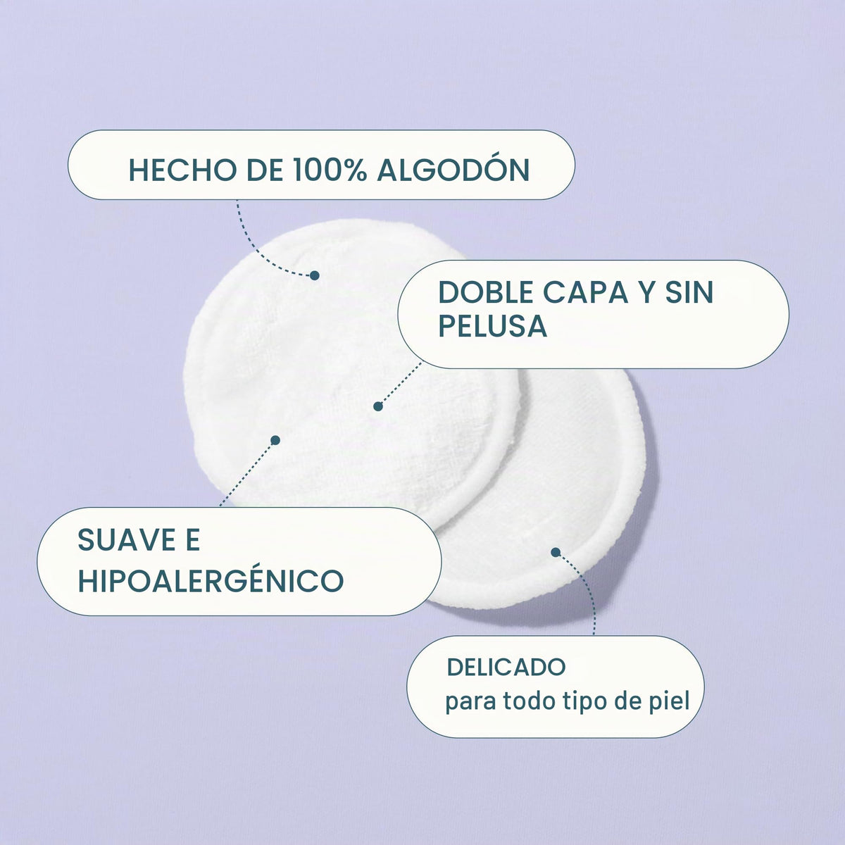 Discos de Algodón Cliganic Blanco Premium Hipoalergénico 100% Puro 300 Piezas