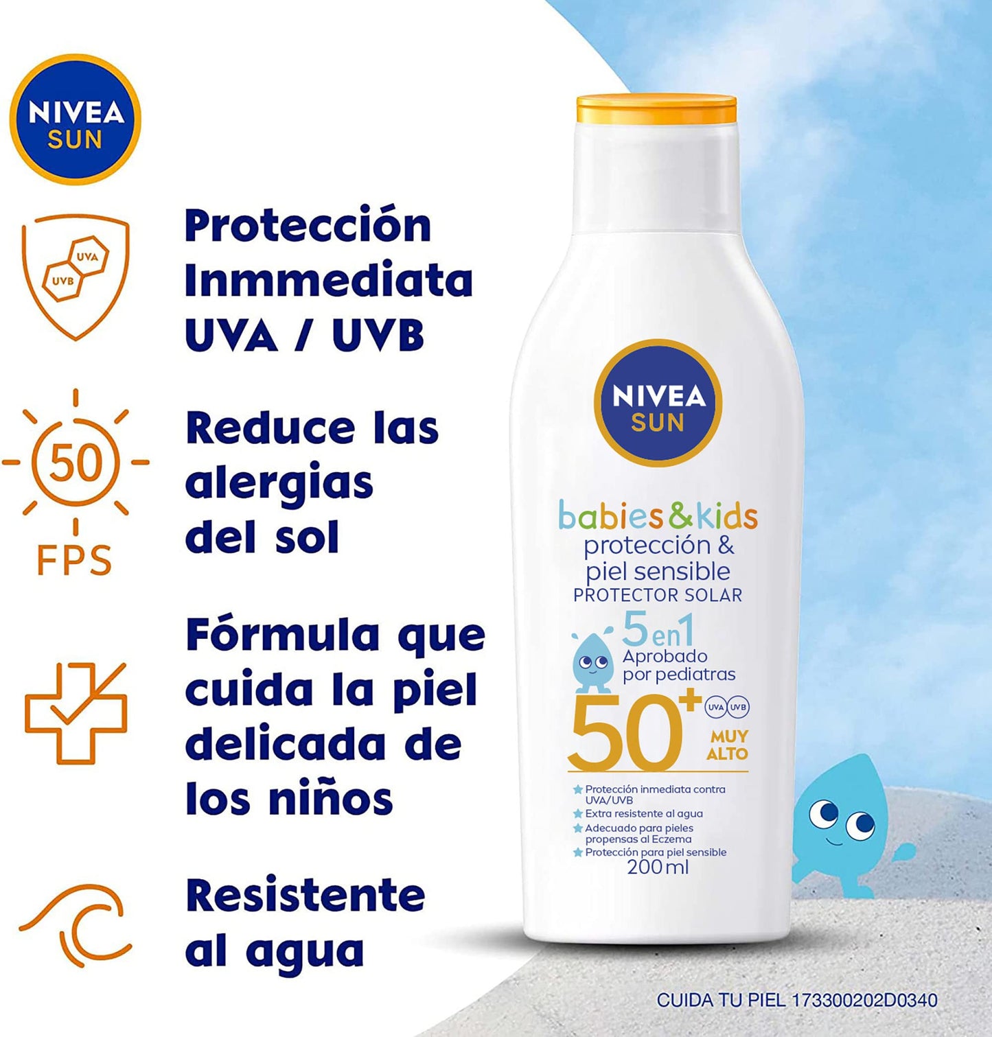 NIVEA SUN KIDS Protector Solar FPS 50+ en Spray Piel Sensible | 200 ml