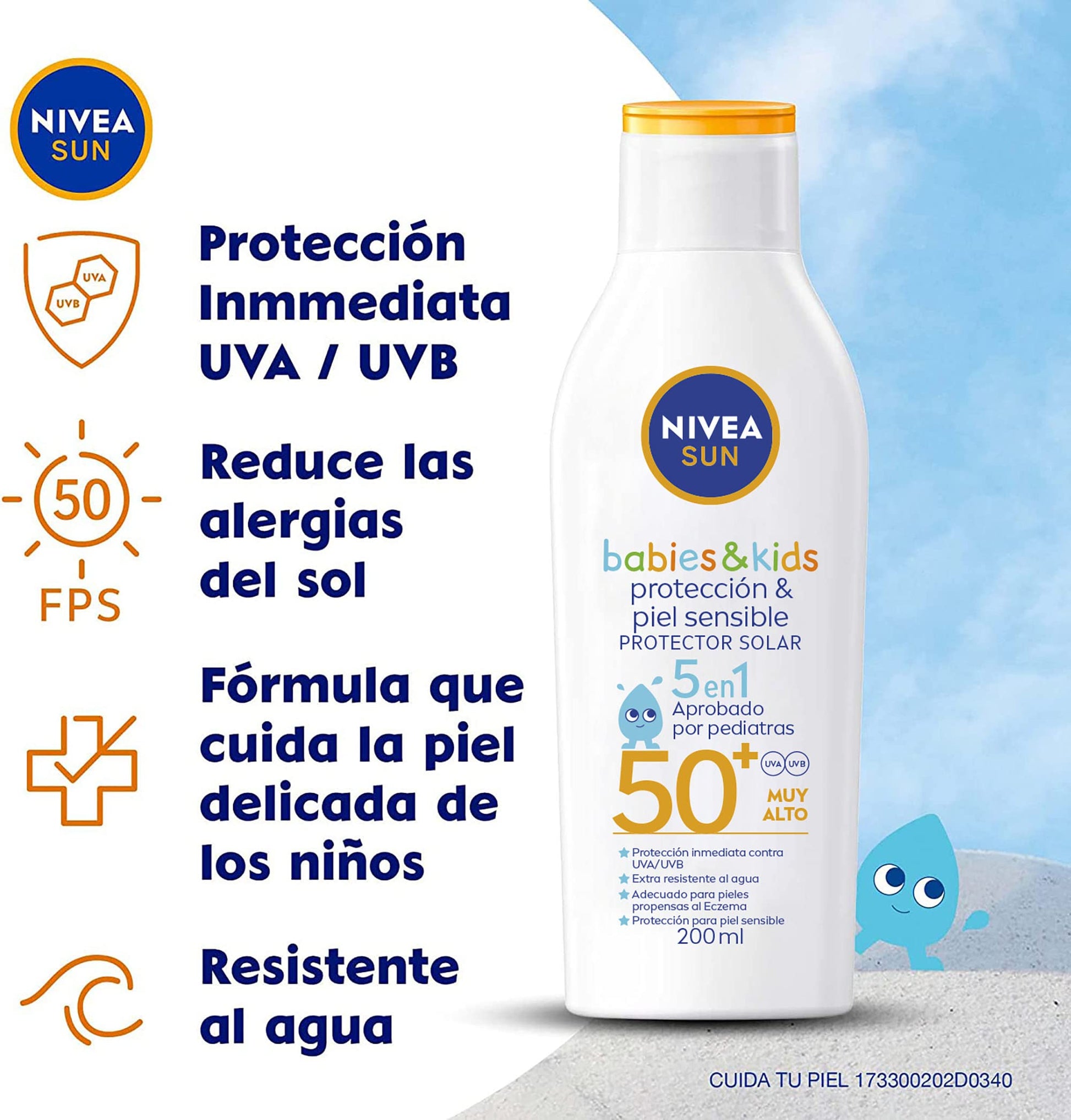 NIVEA SUN KIDS Protector Solar FPS 50+ en Spray Piel Sensible | 200 ml