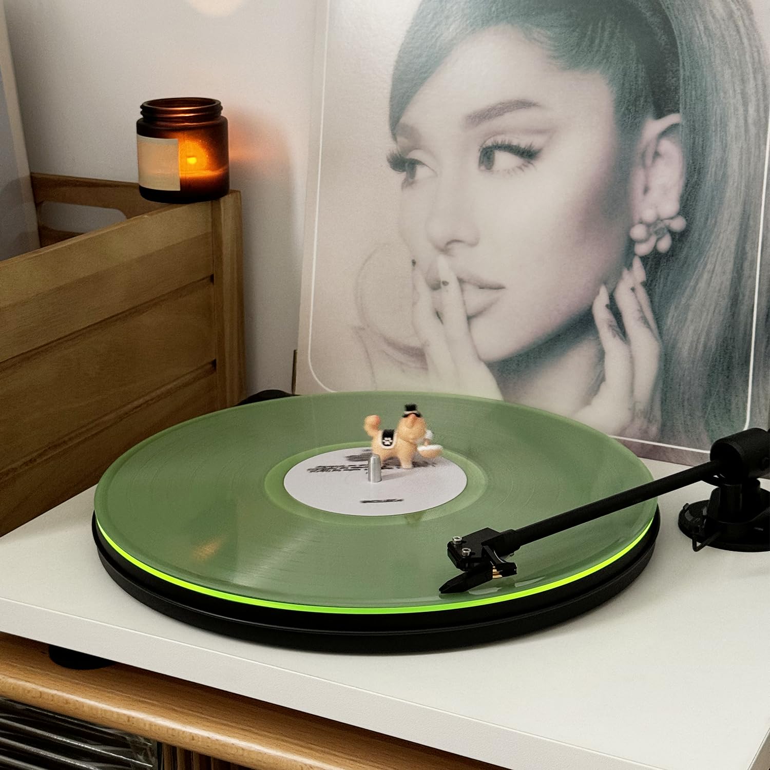 Tapete para Tocadiscos Vinilo Verde Antiestático y Bajo Definido