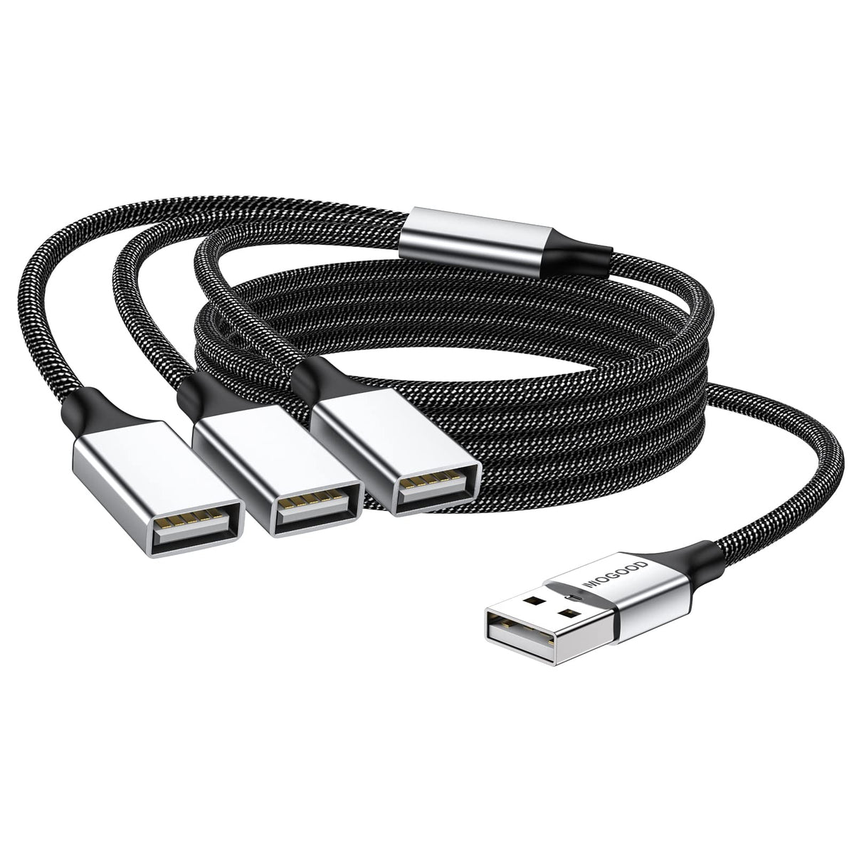 Cable Divisor USB 2.0 MOGOOD Negro 1 en 3 Salidas USB A Macho a 3 Hembras