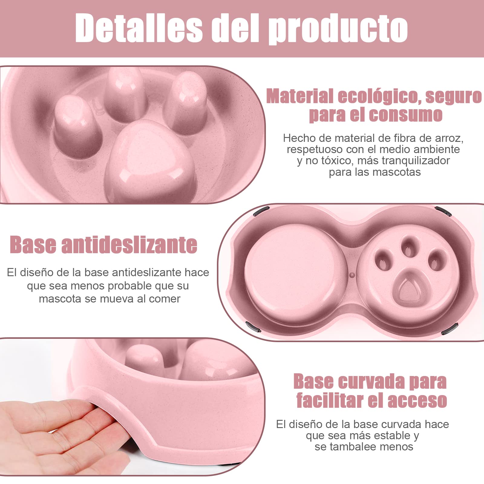 Comedero Lento para Perros, Dog Bowl Slow Feeder, Mascota Alimentador Lento para Comida Y Agua, Rojo