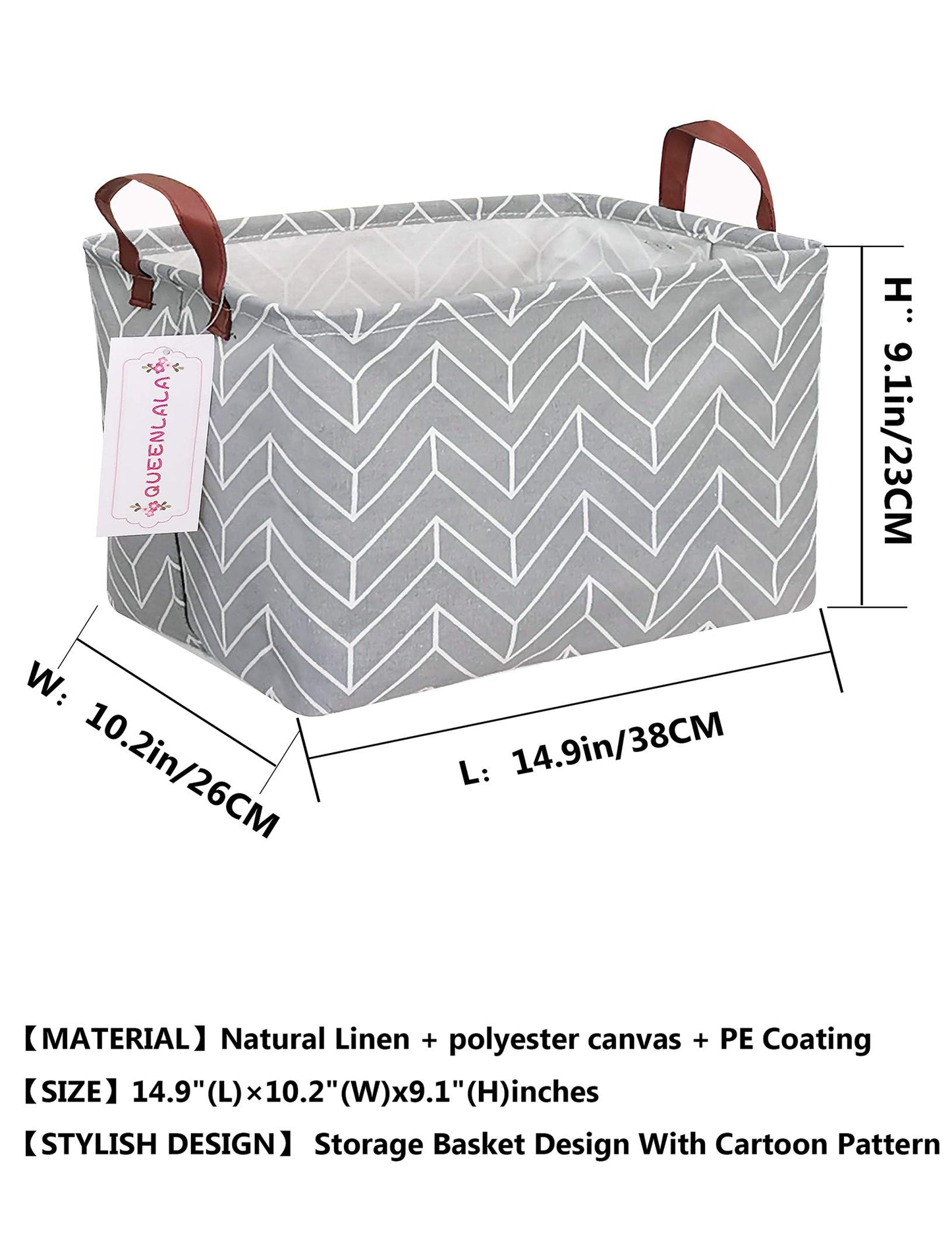 QUEENLALA Cesta de lavandería rectangular/Cesta de lavandería plegable para guardería para organizar/Contenedores de almacenamiento/Cestas de almacenamiento para juguetes de niños para oficina