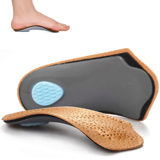 Insertos ortopédicos de longitud 3/4, soporte de fascitis plantar medio con almohadilla metatarsiana para talón, plantillas de piel ligera para zapatos de pie para mujeres y hombres, soporte de arco alto para pies planos, caminar, ejercicio, XS