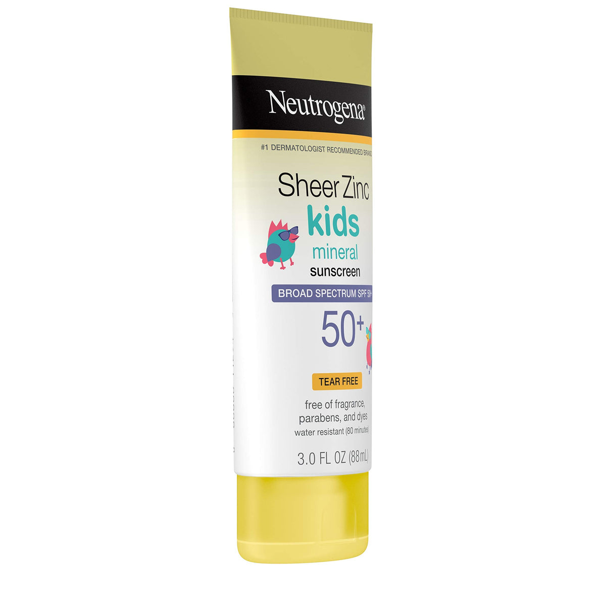 Neutrogena Sheer Zinc Oxide Kids Mineral Sunscreen Lotion, Broad Spectrum SPF 50+ with UVA/UVB Protection, Water-Resistant for 80 Minutes, Paraben-, Dye-, Fragrance- & Tear Free, 3 fl. oz