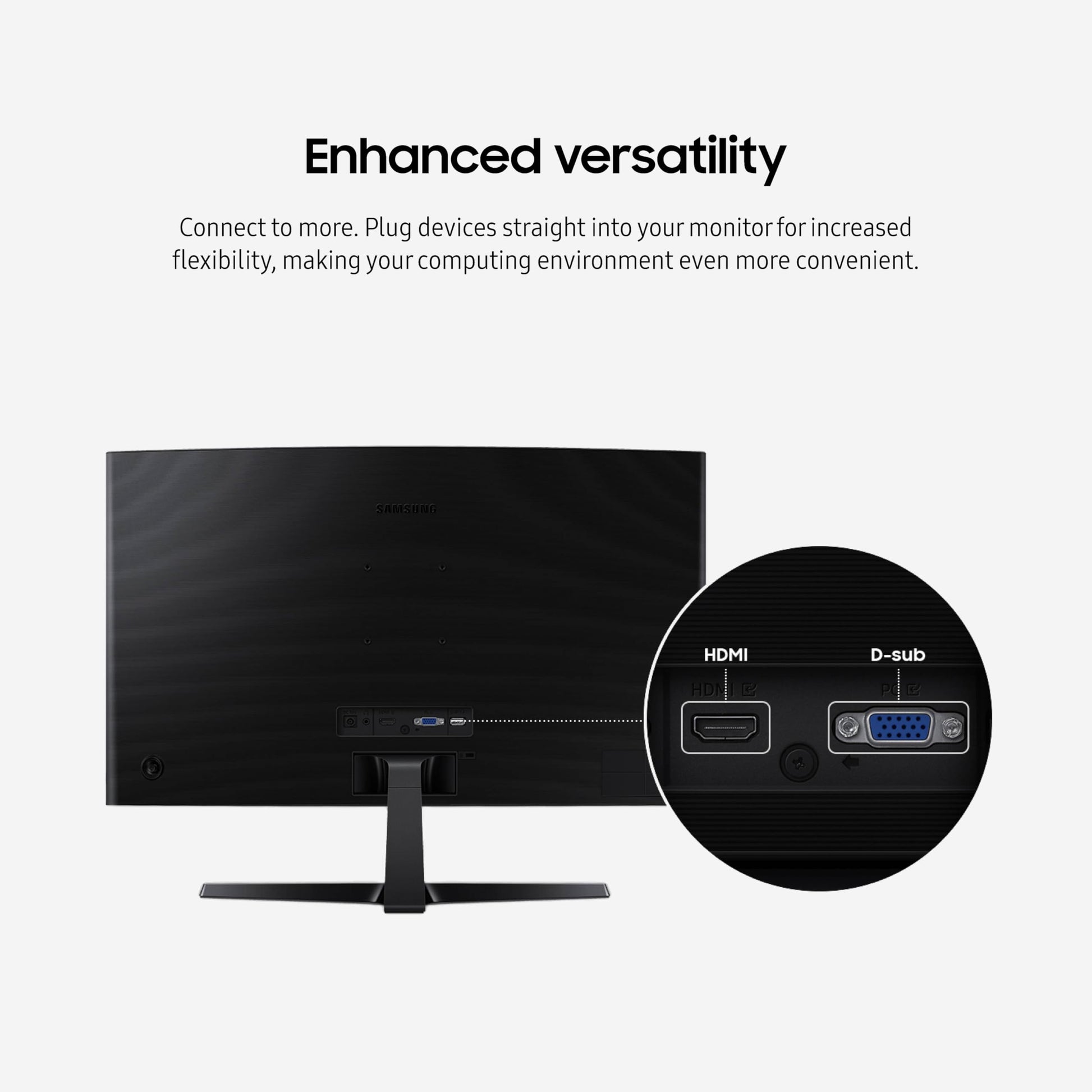 Samsung - Monitor de computadora Curvo FHD 1800R de 27 Pulgadas Essential S3 (S36GD) Series FHD 1800R, 100Hz, Modo de Juego, Comodidad Ocular Avanzada, Puertos HDMI y D-Sub, LS27D366GANXZA, 2024