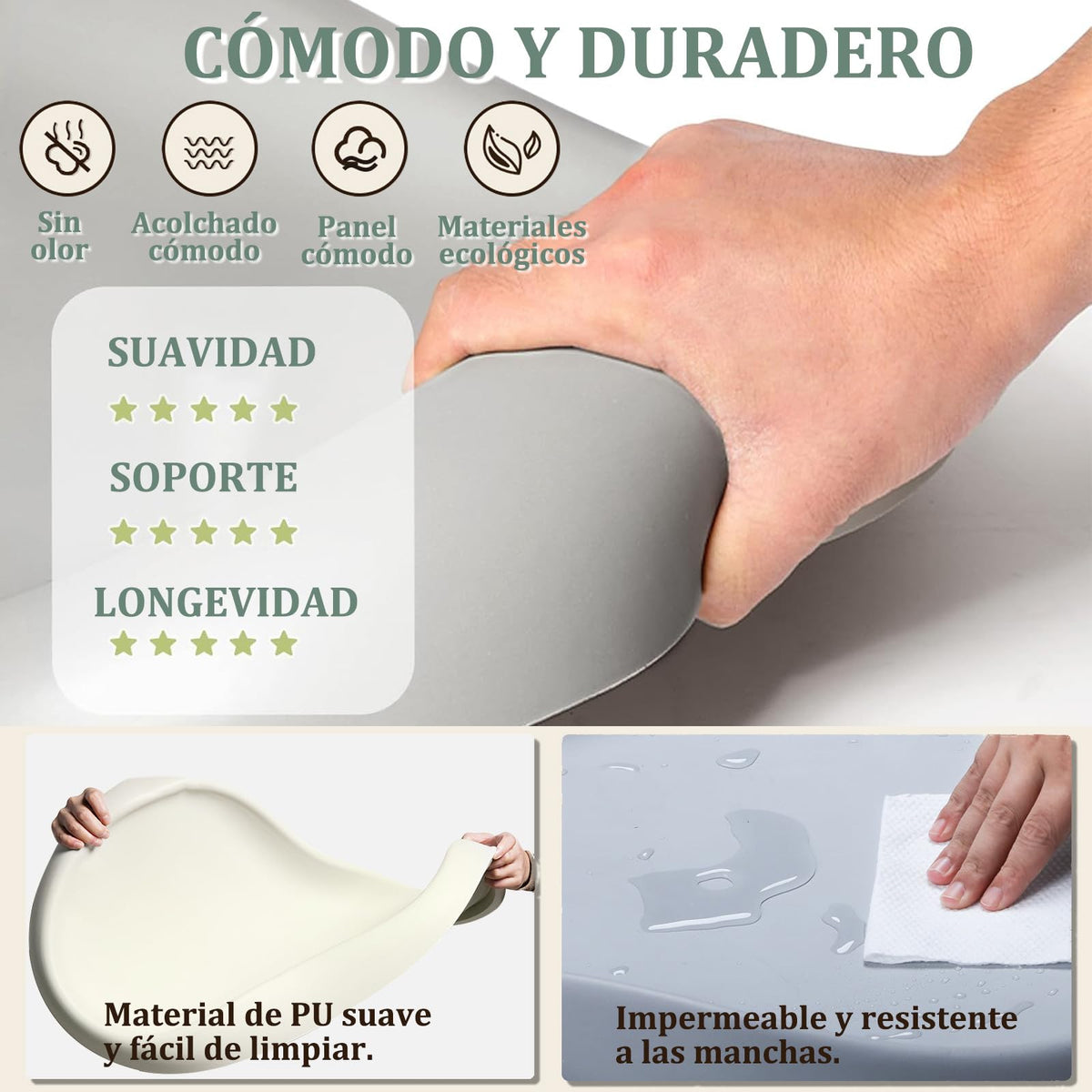 Cambiador para Bebe Lavable E Impermeable 74x44.5cm,Con Correas de Seguridad Suave,Antideslizantes Y Ajustables,Cambiador de Pañales para Bebe para Cambiar Pañales,Ropa,Aplicar Crema Hidratante (Gris)