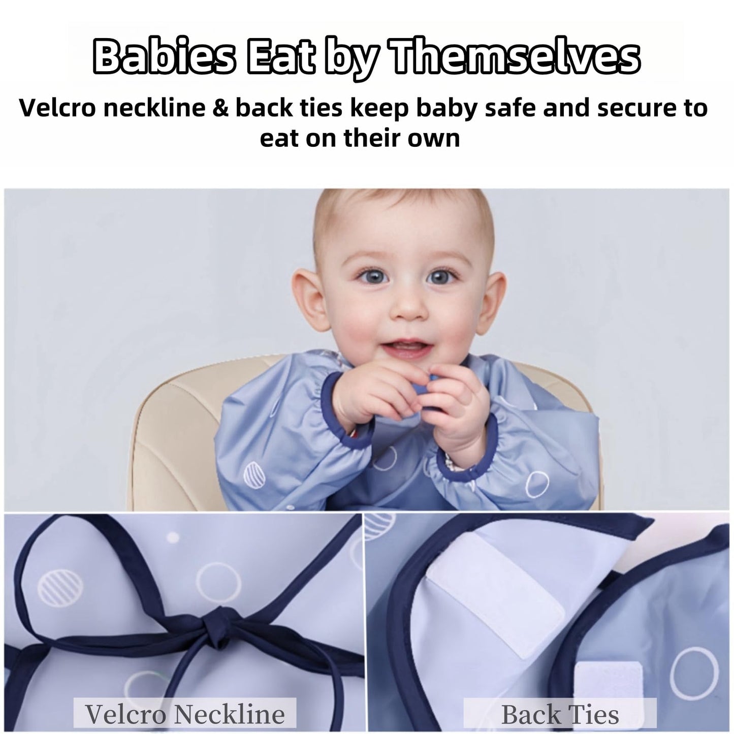 Overol de bebé para comer, babero de manga larga que se fija a la silla alta y a la mesa, baberos de destete