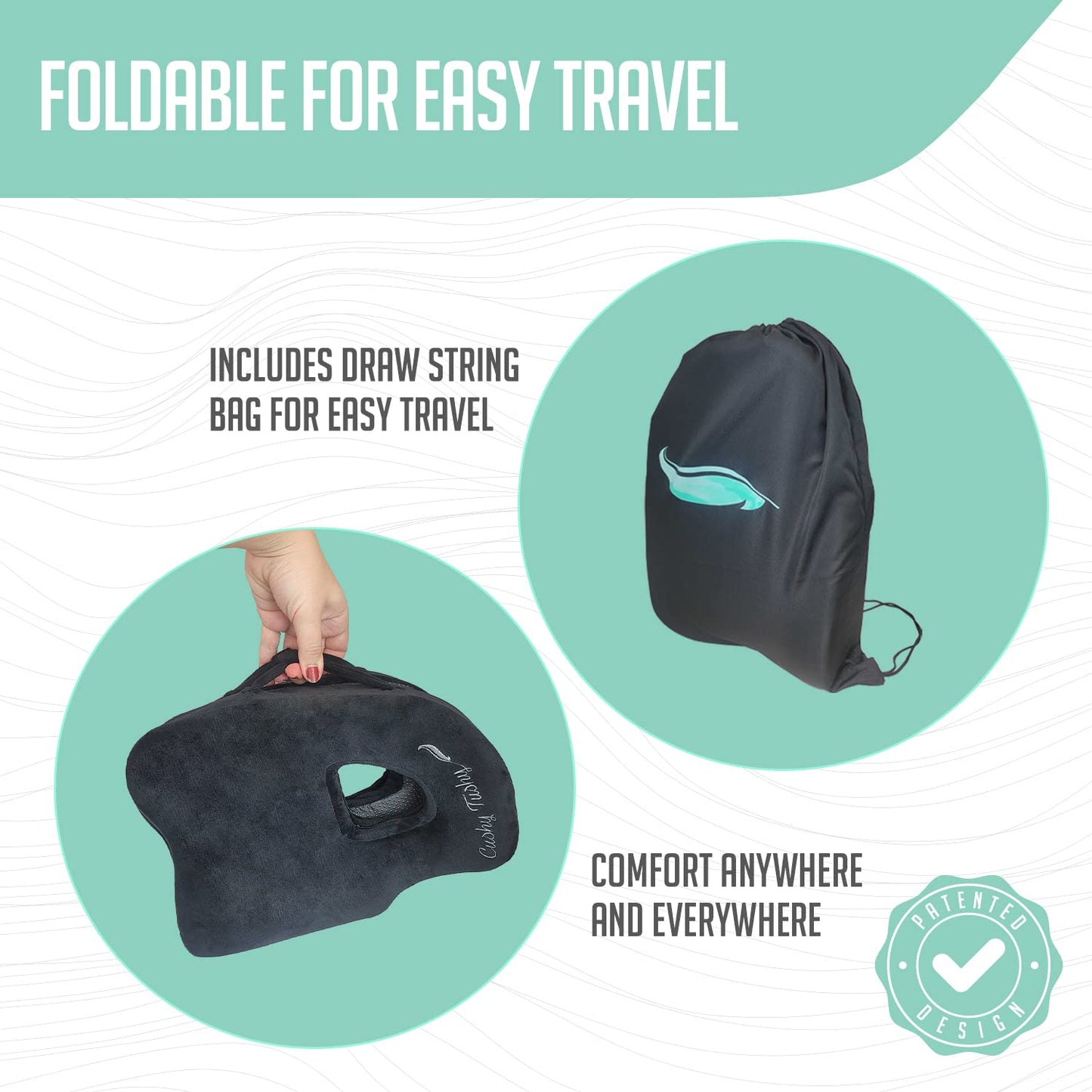 Cushy Tushy Cojín Plegable de piriformis de Alta Calidad, cojín de piriformis y Alivio del Dolor ciático, para Uso en casa y Oficina, Perfecto para Viajes o Conducir, cojín piriformis