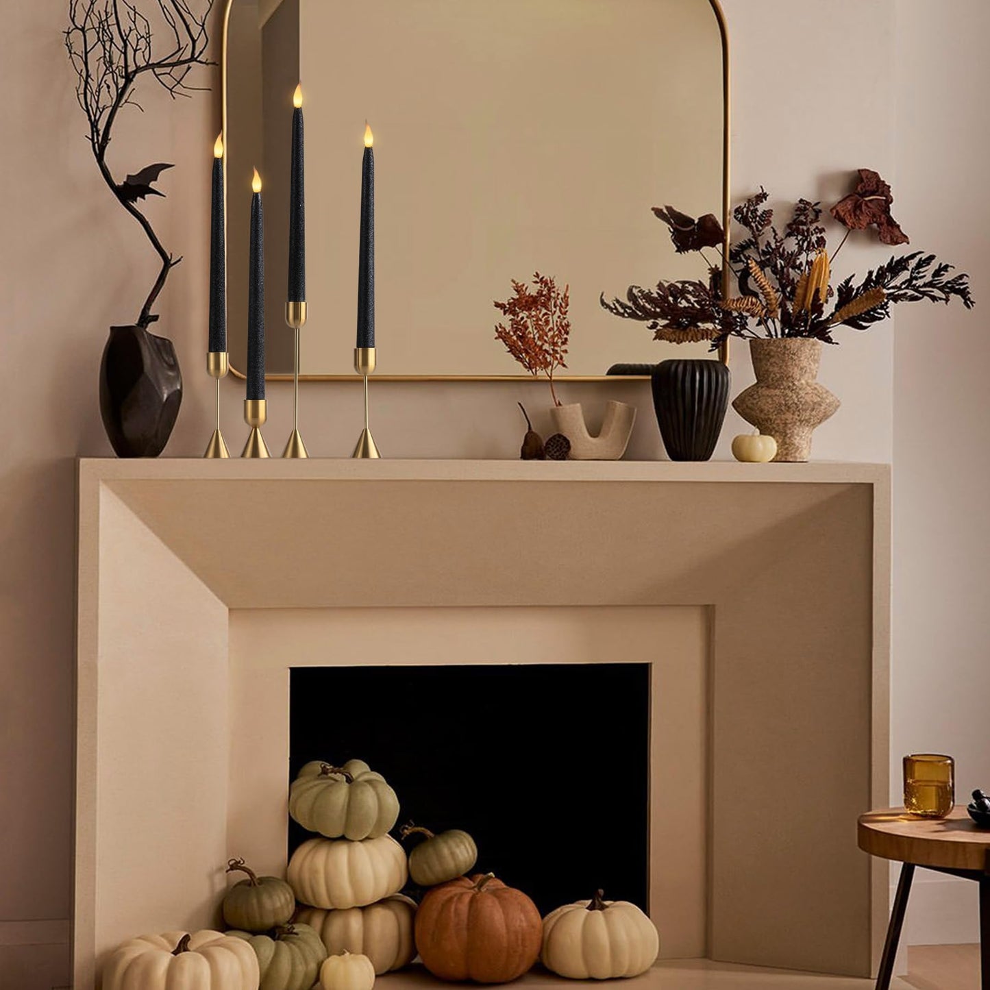 Velas LED Rhytsing Negro Brillantes con Temporizador 28 cm para Candelabros