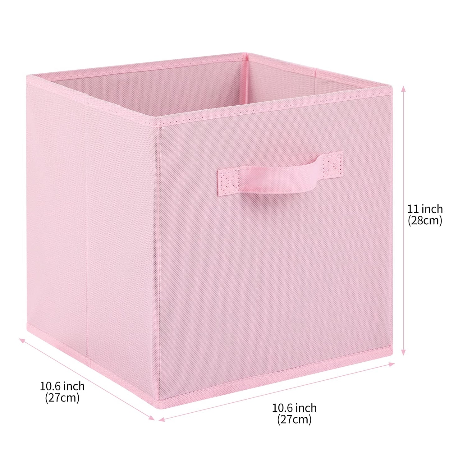 Cubos de tela para almacenamiento, paquete de 6, divertidos cubos de almacenamiento duraderos de colores con asas, cestas plegables para el hogar, color rosa