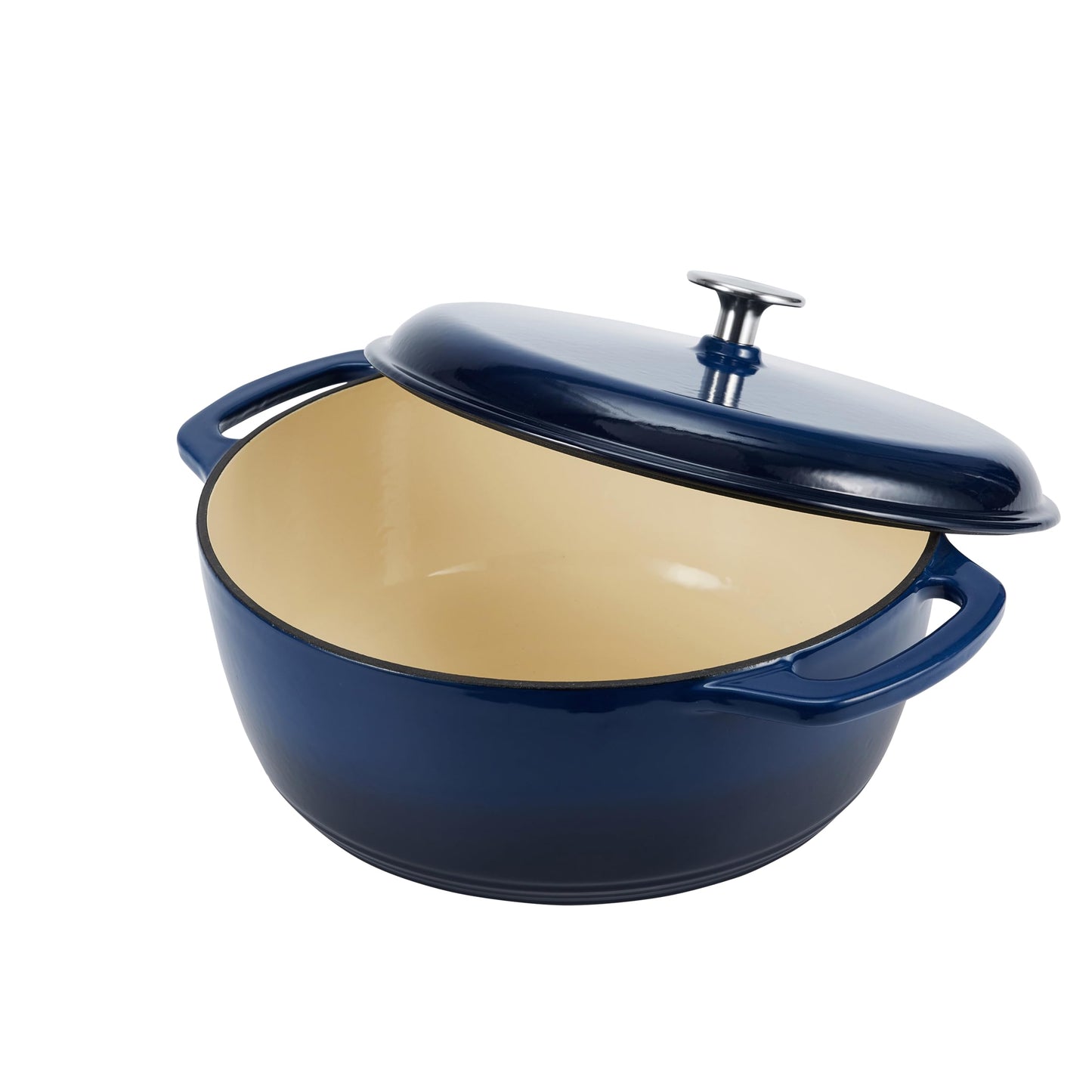 Amazon Basics - Horno holandés cubierto de hierro fundido esmaltado, 6 cuartos de galón, azul marino