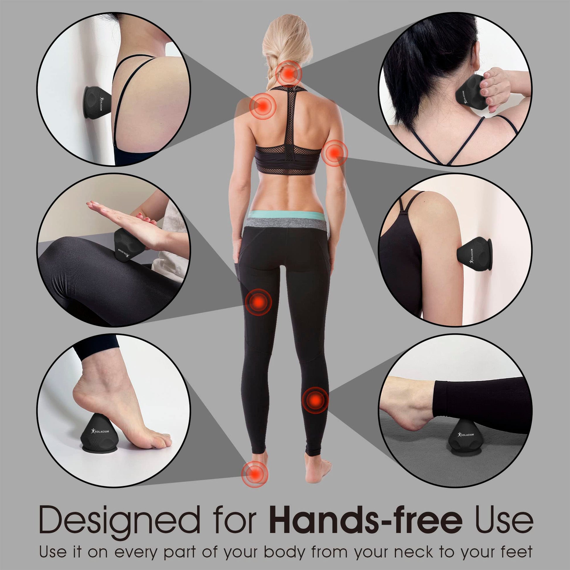 Herramienta de terapia muscular multisuperficie: masajeador montable para dolores musculares, hombros, brazos, cuello, espalda, pies, cuerpo, tejido profundo, rigidez, dolor de articulaciones, alivio del estrés (negro)