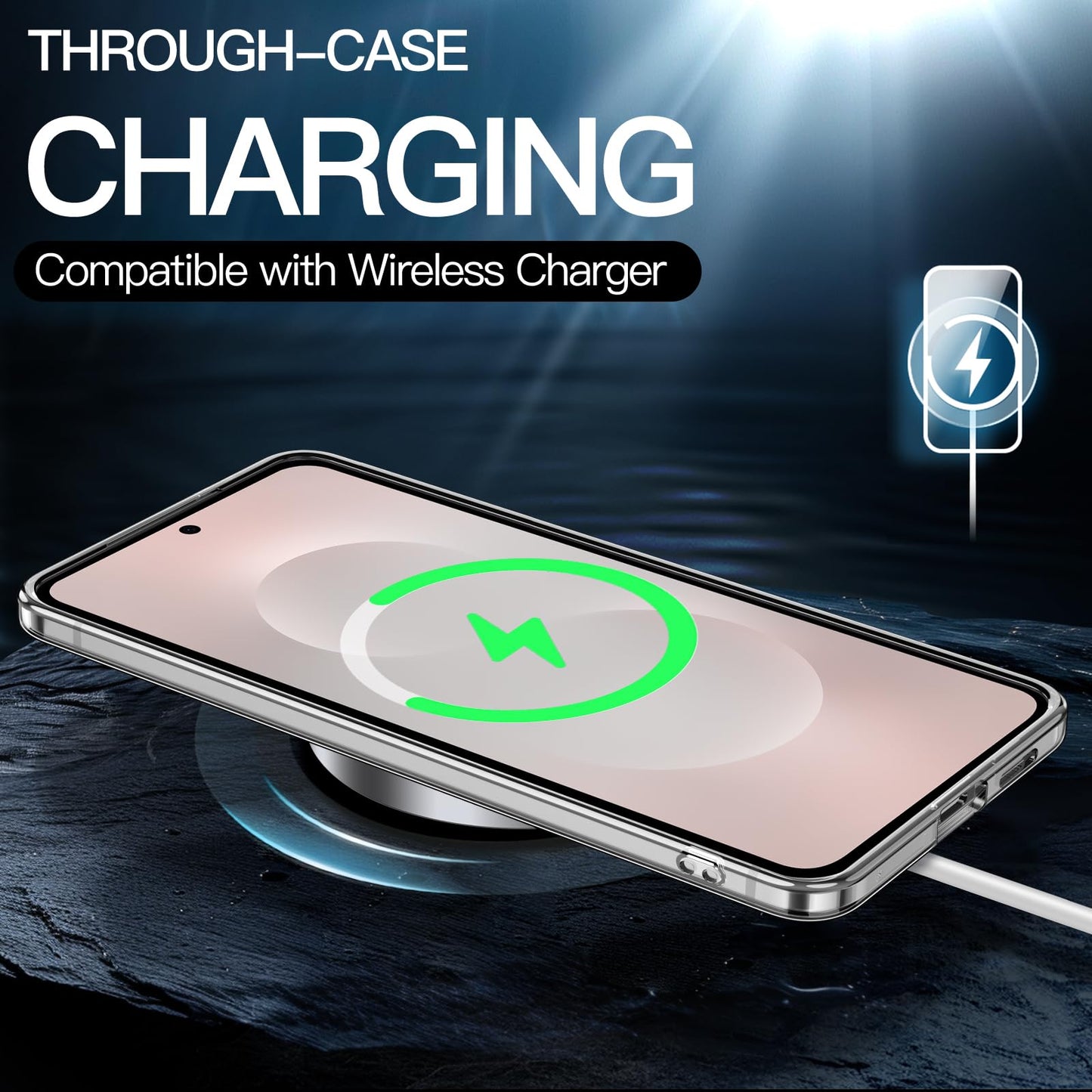 JETech 5 en 1 Funda para Samsung Galaxy S25 Edge con 2 Protector Pantalla Mica Cristal Vidrio Templado y 2 Protector Lente Cámara, Carcasa Anti-Amarillo Slim Antigolpes (Transparente)