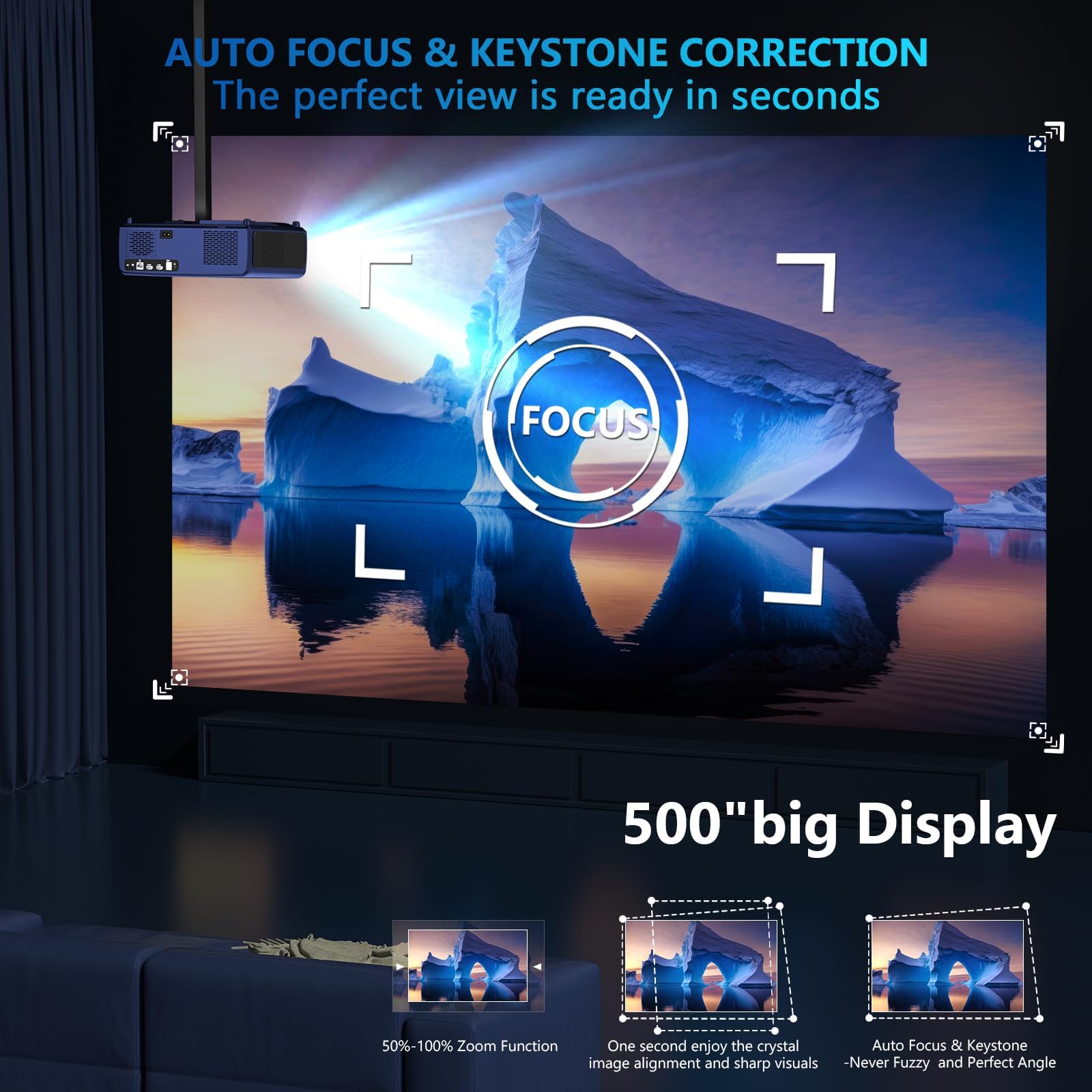 Proyector 4K XNoogo Exterior Negro con WiFi 6 y Bluetooth 5.2