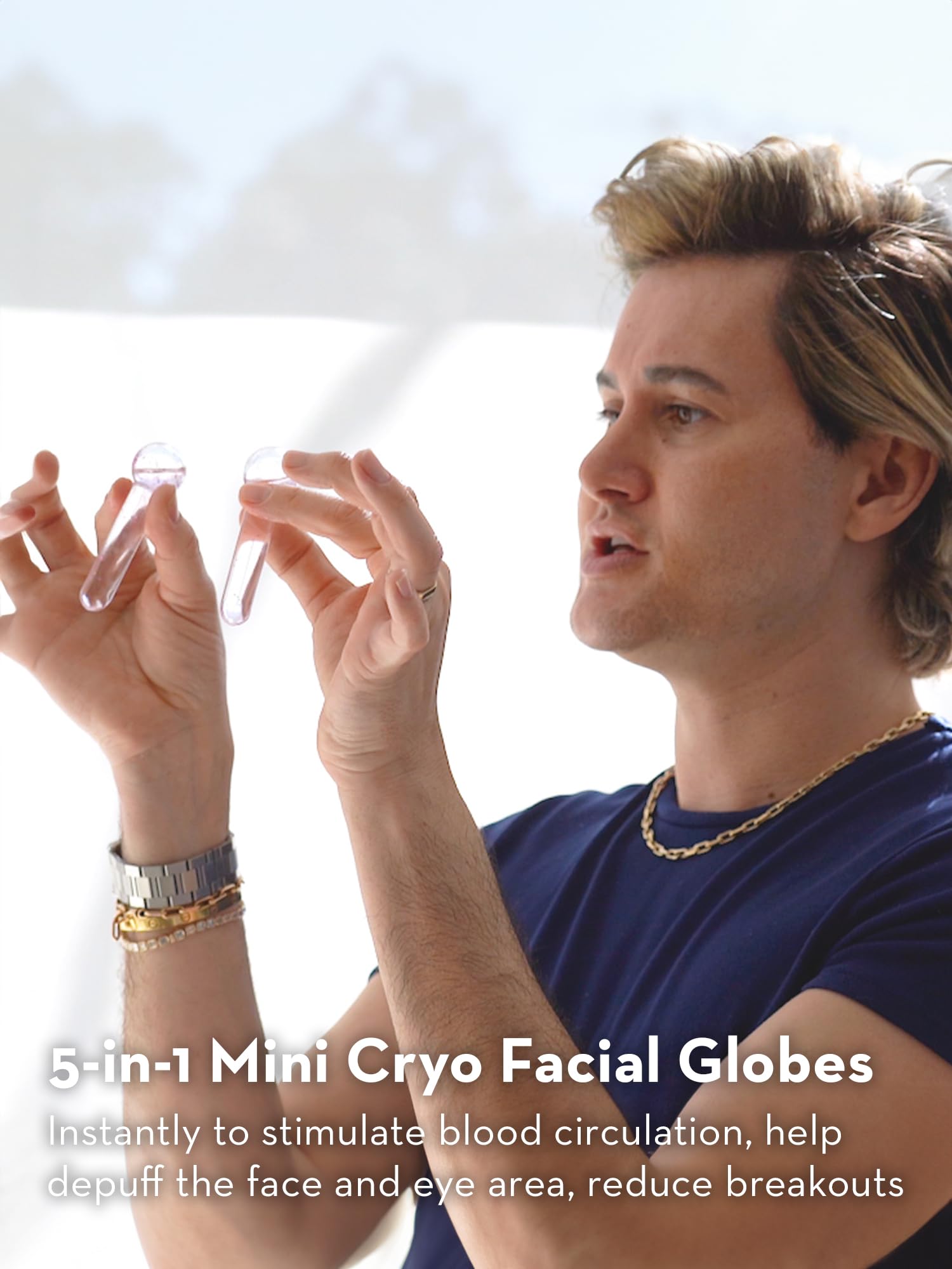 Sonage Baby Frioz - Mini globos helados, globos de hielo pendientes de patente para cara, herramienta facial 5 en 1, masajeador para ojos y cuello, aprieta la piel, reduce la hinchazón y las arrugas