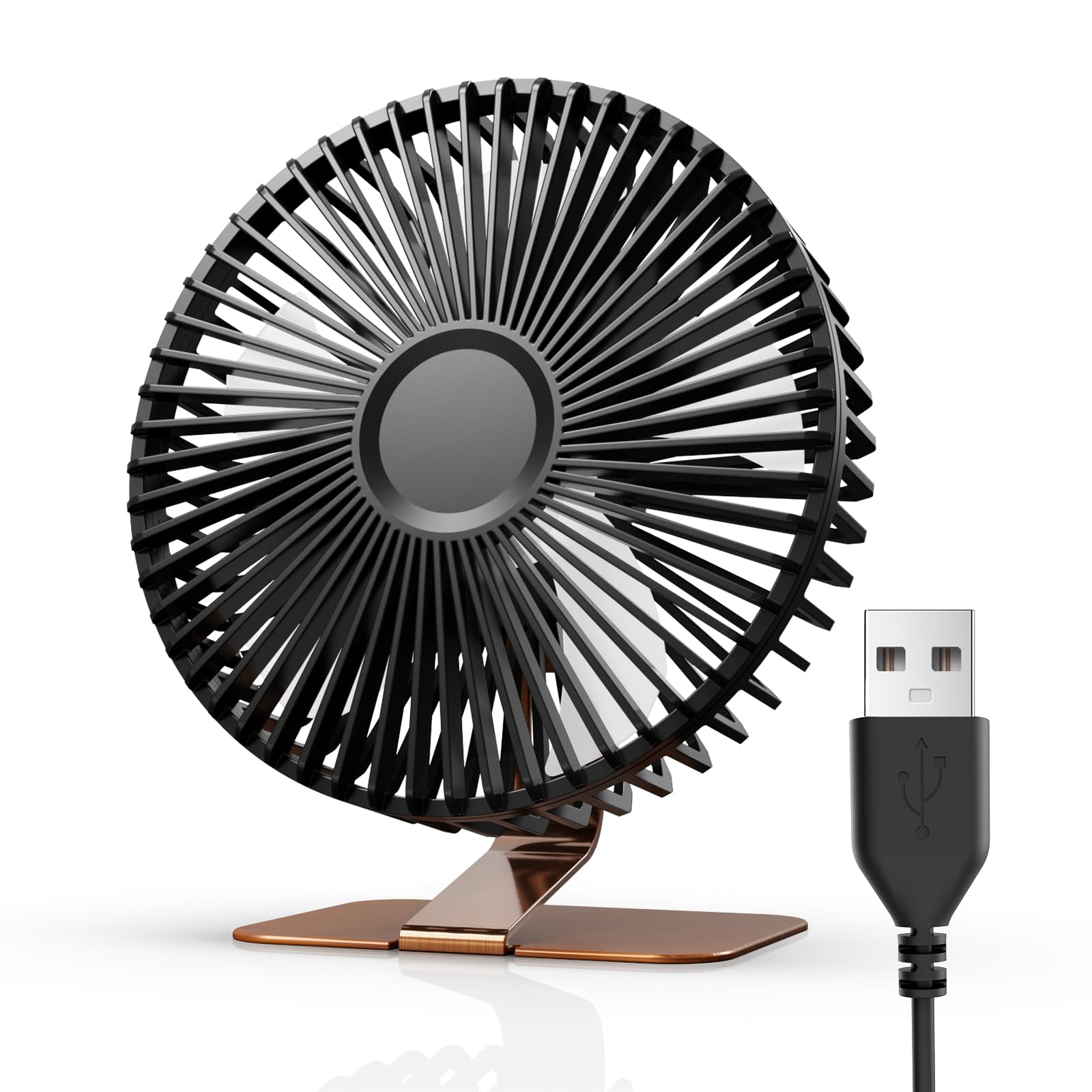 Ventilador de Escritorio SLENPET Bronce USB 6 Pulgadas Ultra Silencioso 4 Velocidades Base de Metal