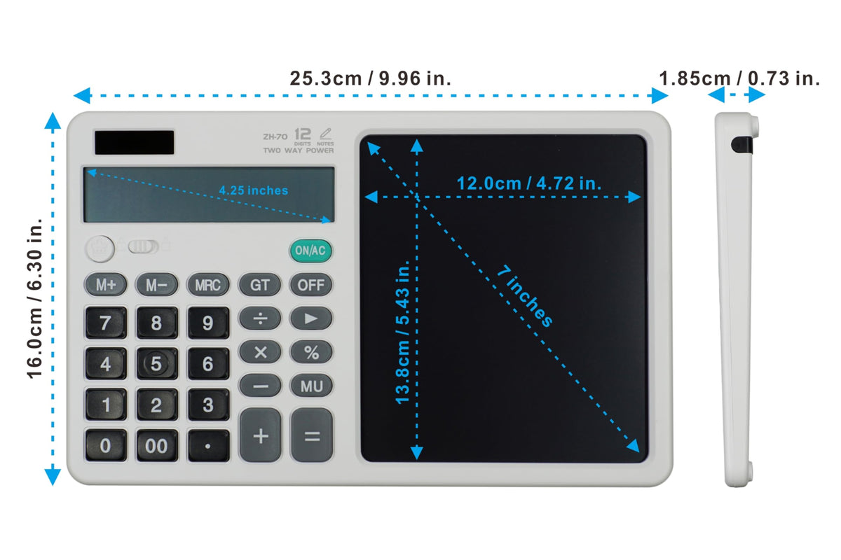 Calculadora de Computadora Blanco con Bloc de Notas