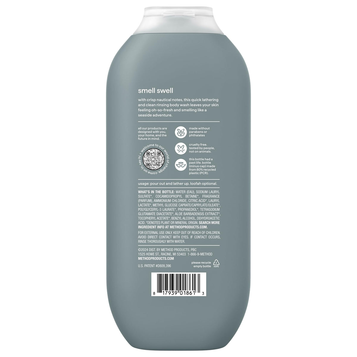 Method Men Body Wash, Sea + Surf, Paraben and Phthalate Free, 18 fl oz (Pack of 1)