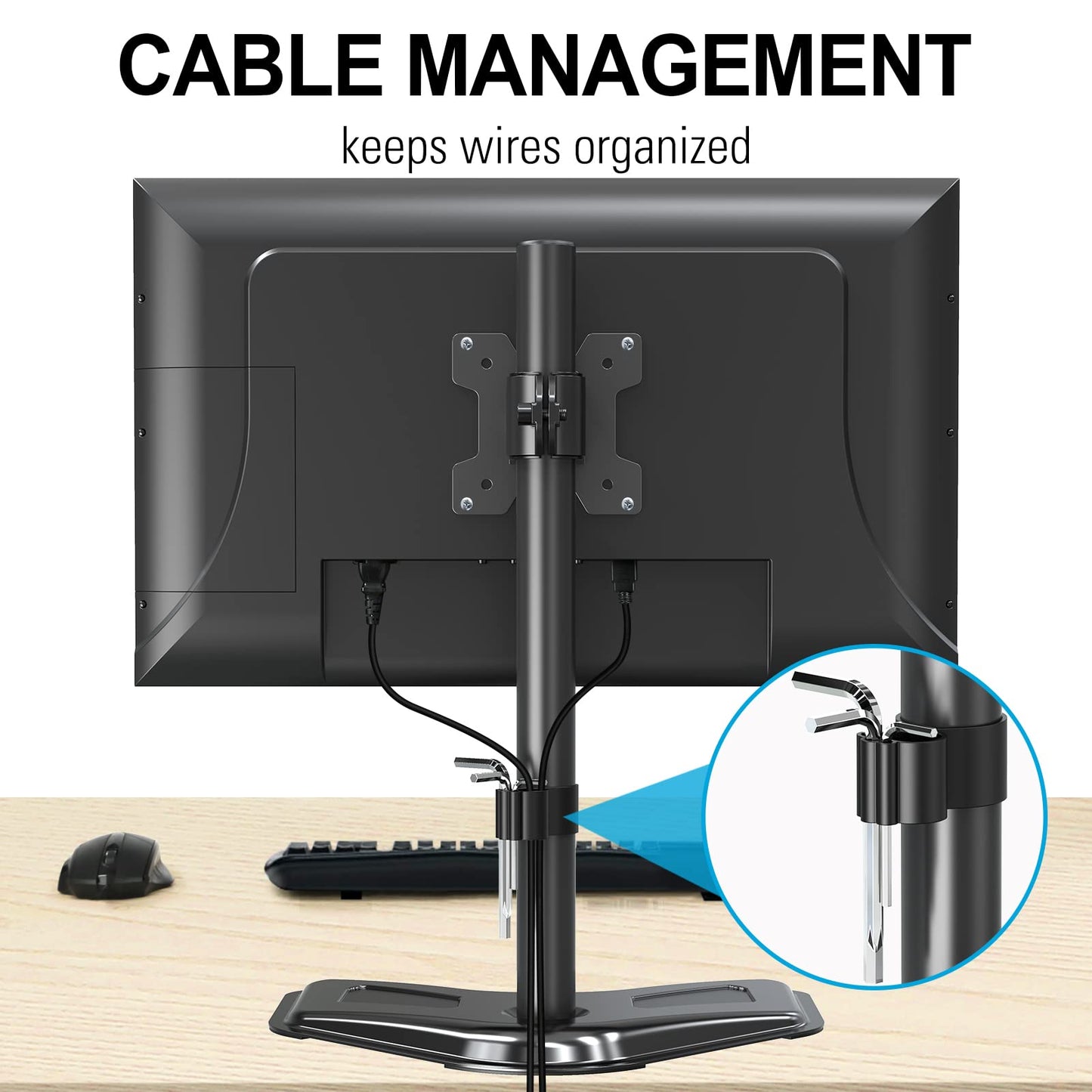Soporte de Monitor Individual MOUNTUP Negro con Altura Ajustable y Rotación para Pantallas de Ordenador de 13 a 32 Pulgadas