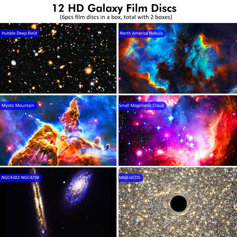 Syslux Proyector de Estrellas, Proyector de Planetario para Dormitorio Luz Nocturna de Galaxia Ultra Clara con 13 Discos de Galaxia Reemplazables de 4K Rotación de 360 Grados Luz de Cielo Real para