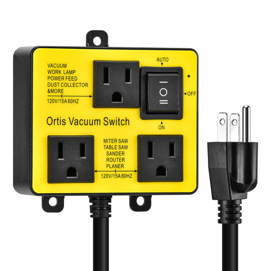 Interruptor de aspiradora automático, interruptor de aspiradora Ortis para más herramientas eléctricas, retarda el encendido y apagado del aspiradora para evitar sobrecarga y disparos del circuito,