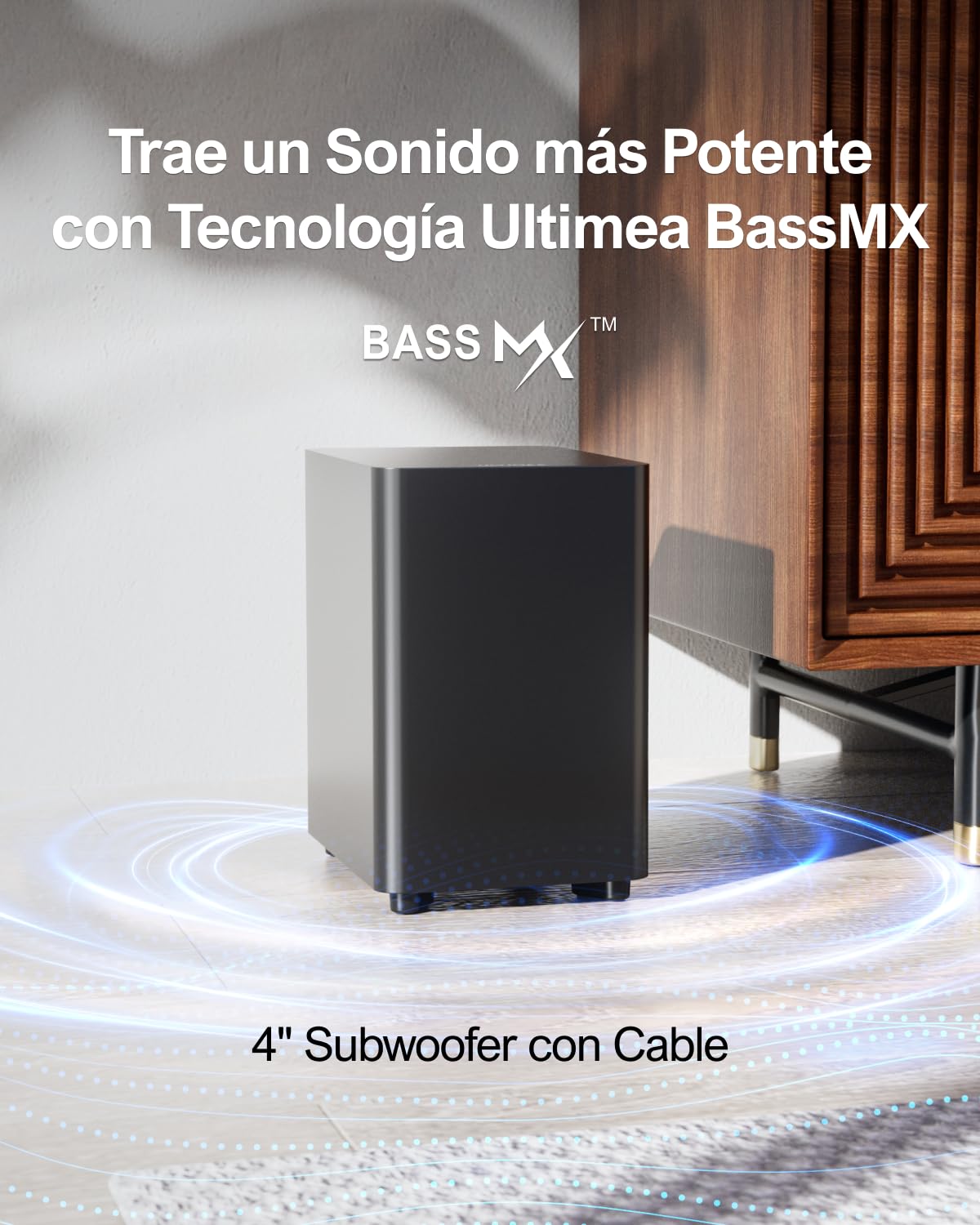 ULTIMEA 5.1ch Barra de Sonido de con Subwoofer, Sistema de Sonido Envolvente Virtual de Teatro en Casa para TV, Control de App, 2 Altavoces Envolventes, Opt/AUX, Potencia Máxima de 250W, Aura A30