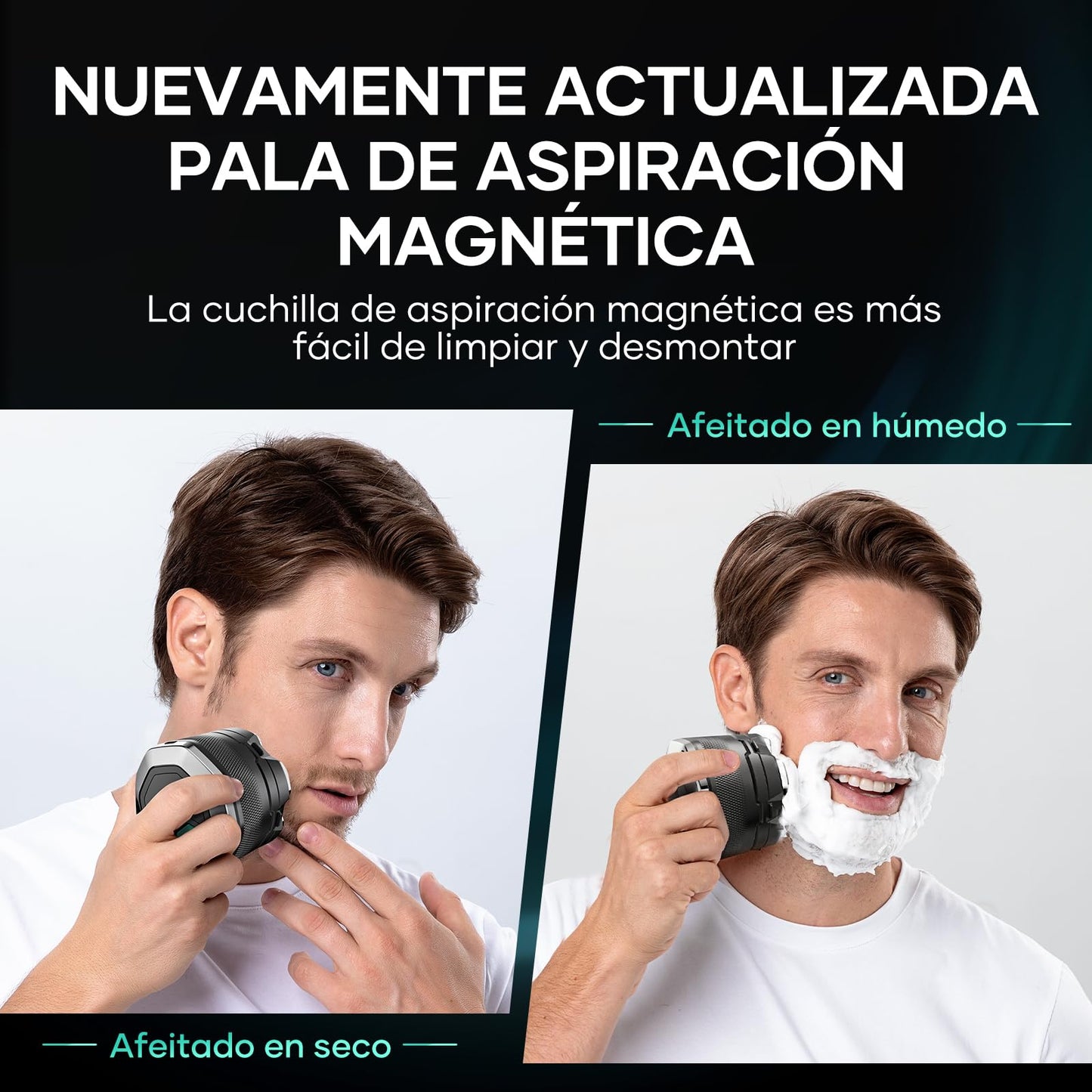 Afeitadora KENSEN IPX6 Negra 6D Cabezales Magnéticos para Hombre
