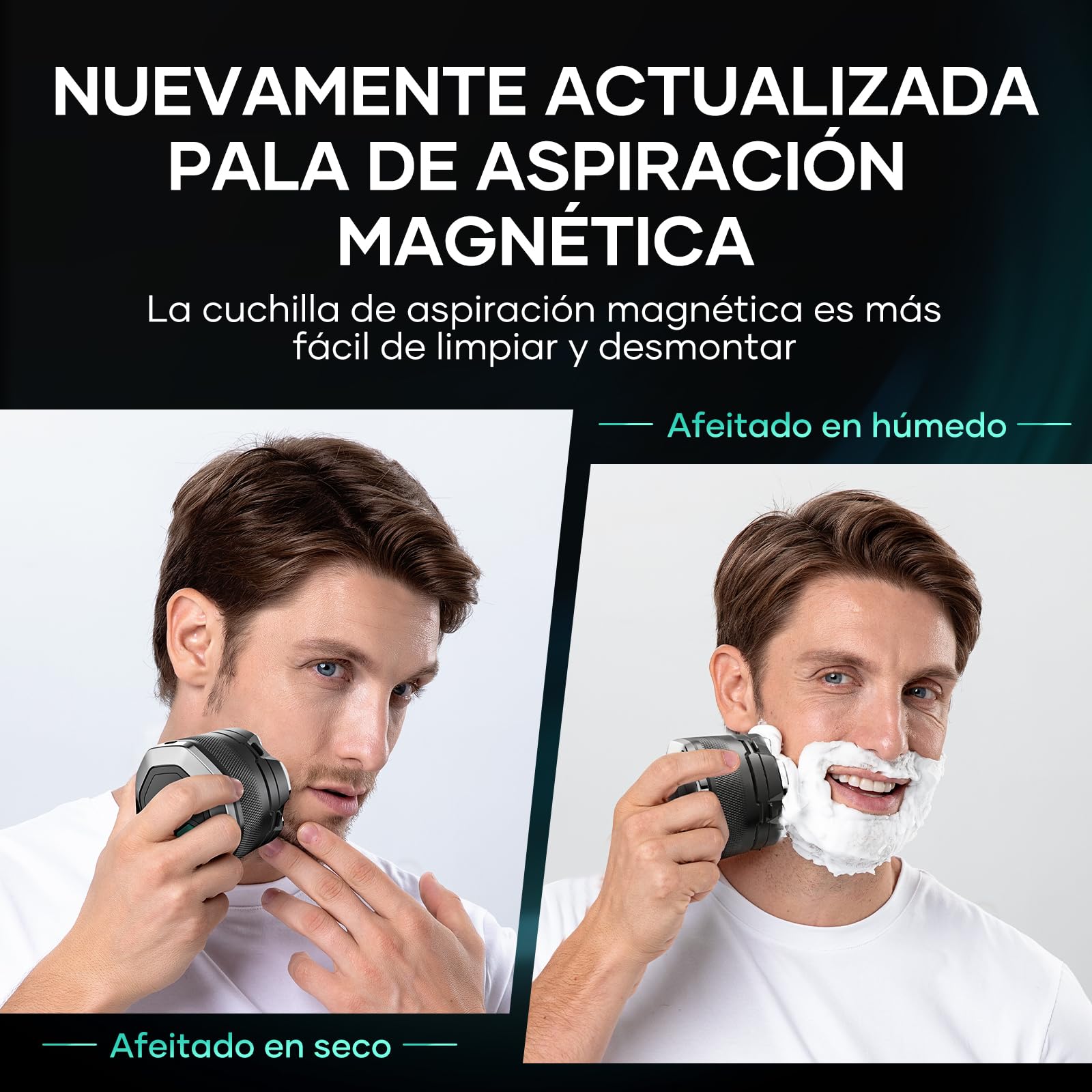 Afeitadora KENSEN IPX6 Negra 6D Cabezales Magnéticos para Hombre