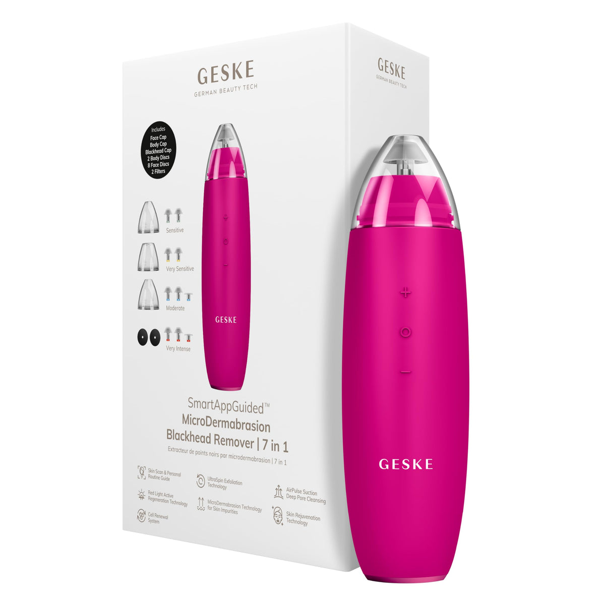GESKE | SmartAppGuided™ MicroDermabrasion Blackhead Remover | Eliminador de puntos negros 7 en 1 | Limpiador de poros eléctrico | limpieza al vacío innovadora | herramientas de belleza