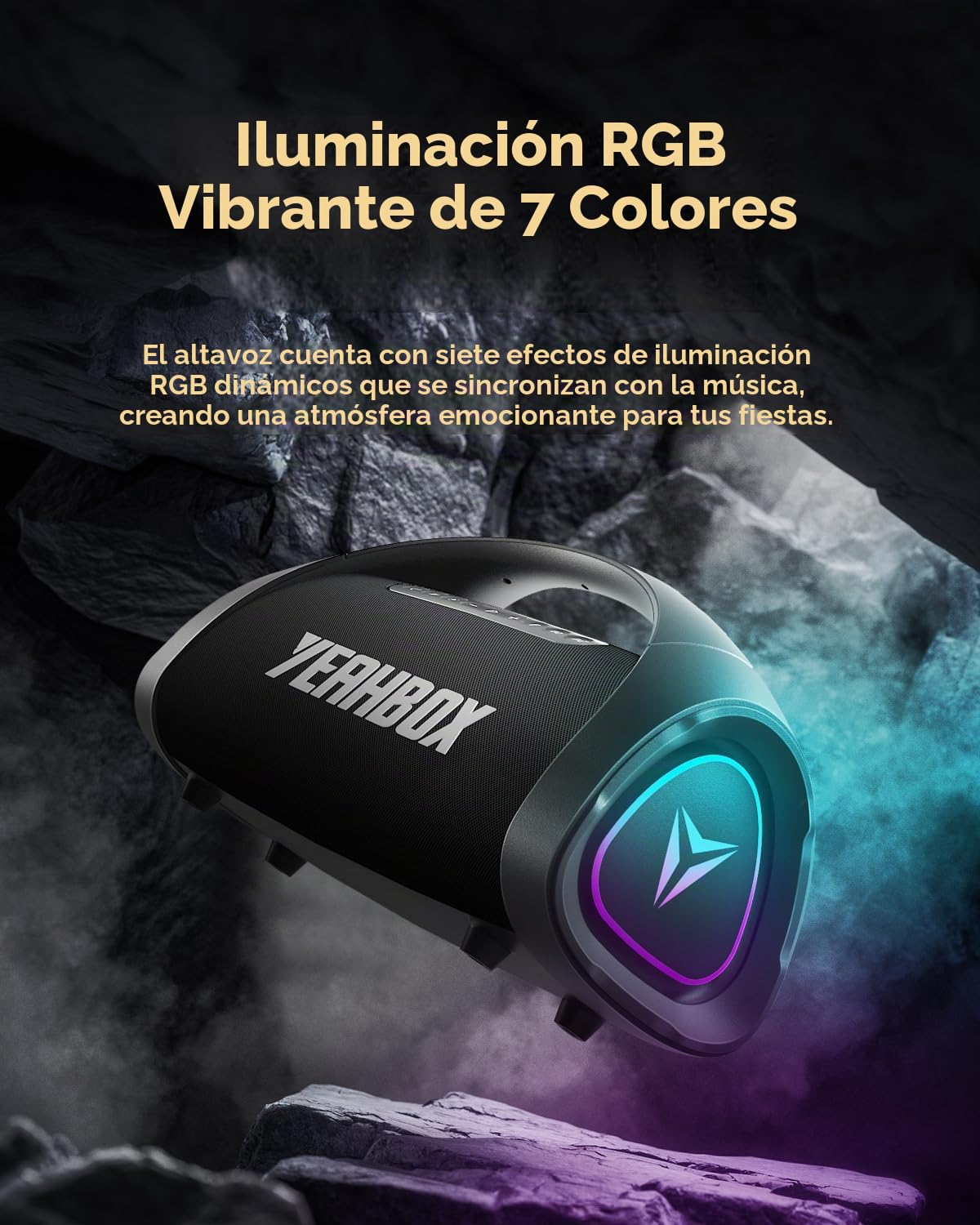 Altavoz Portátil Impermeable YEAHBOX Azul con Subwoofer y Carga Rápida para Fiestas