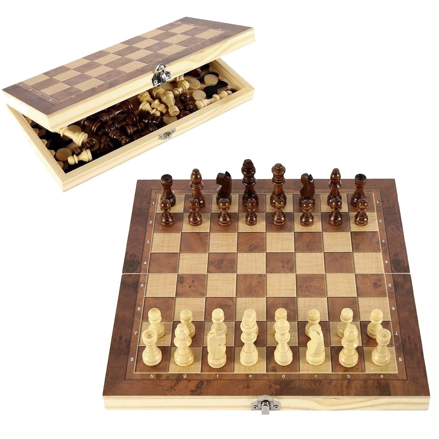 Juego de Ajedrez NOONSIAL Negro Plegable 3 en 1 para Niños y Adultos