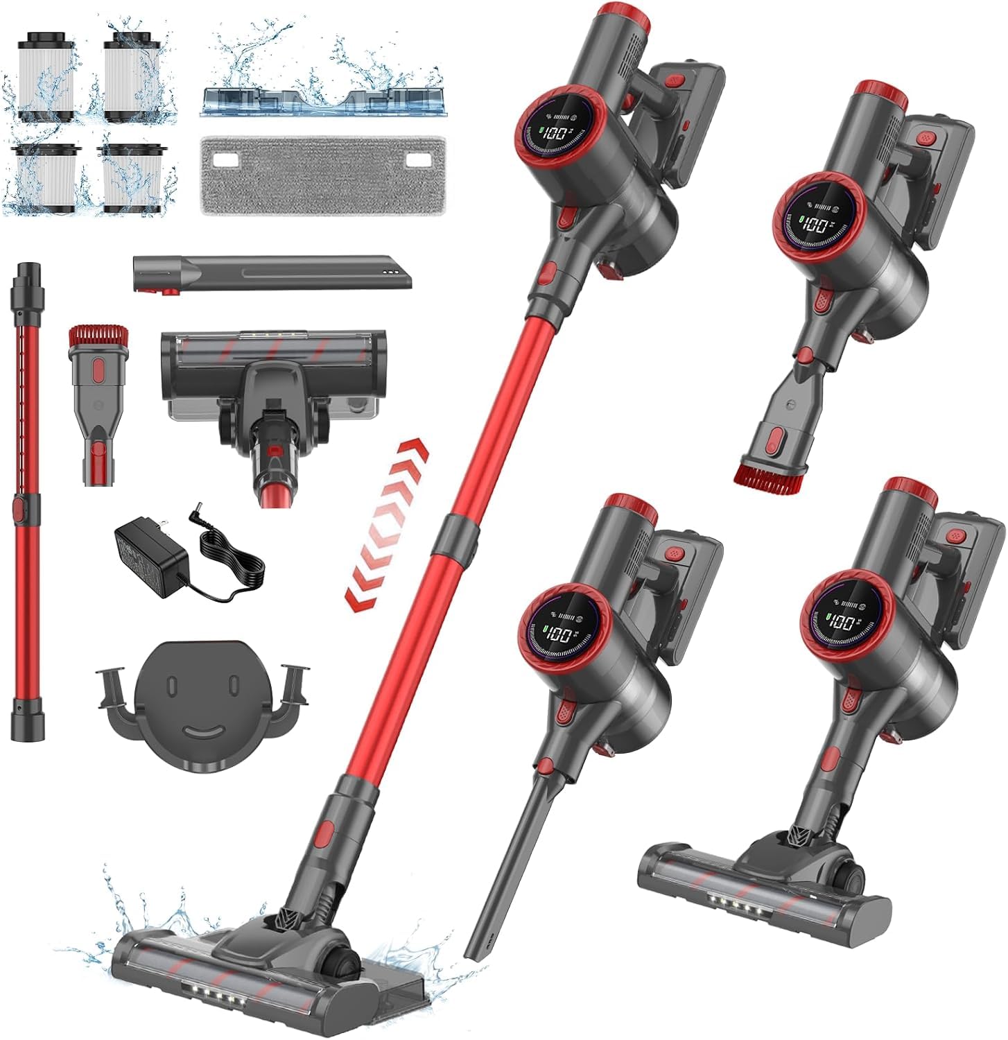 COYIVI 6 en 1 Aspiradora Inalámbrica, Aspirar y Trapear, 30Kpa Aspirador Vertical Sin Cable con Pantalla Táctil para Hogar, Aspiradora de Mano con Potente Succión para Alfombras/Suelos Duros/Pelo de Mascotas