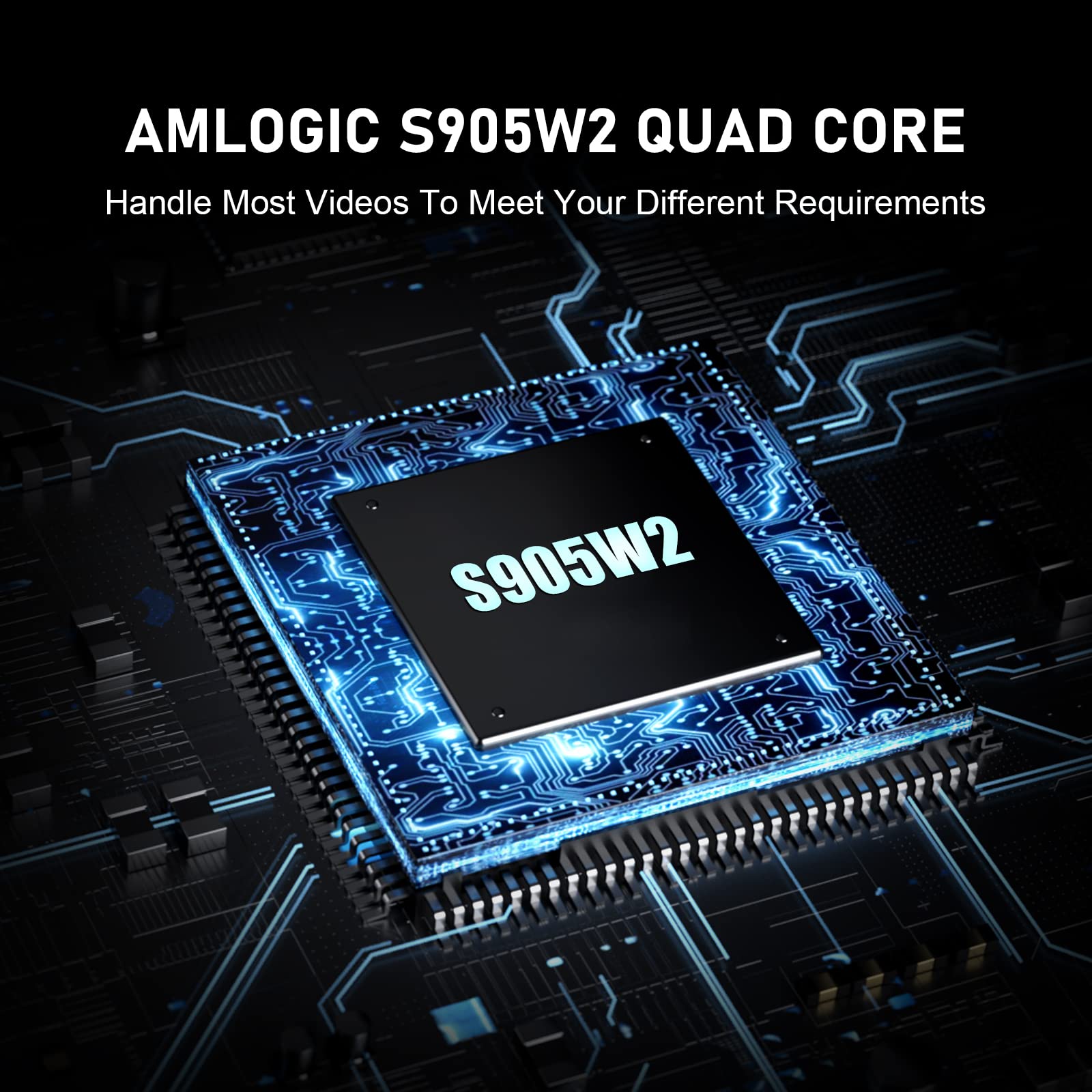 Caja de TV Android S905W2 Negro 4K UHD 4 GB RAM 64 GB ROM con Mini Teclado Retroiluminado WiFi Doble Banda