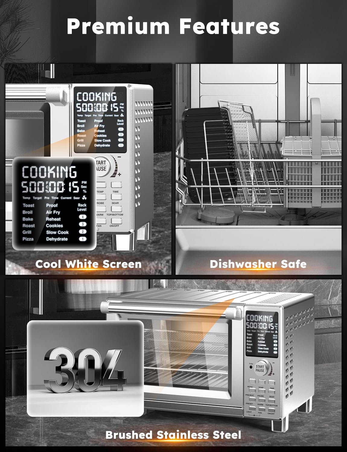 Nuwave Bravo XL Pro Air Freyer Horno tostador con parrilla combinada, nuevo sistema de convección ultrarrápido 2024, 35% más crujiente, 2 veces más uniformes, 142 preestablecidos, 50-500F, sonda más