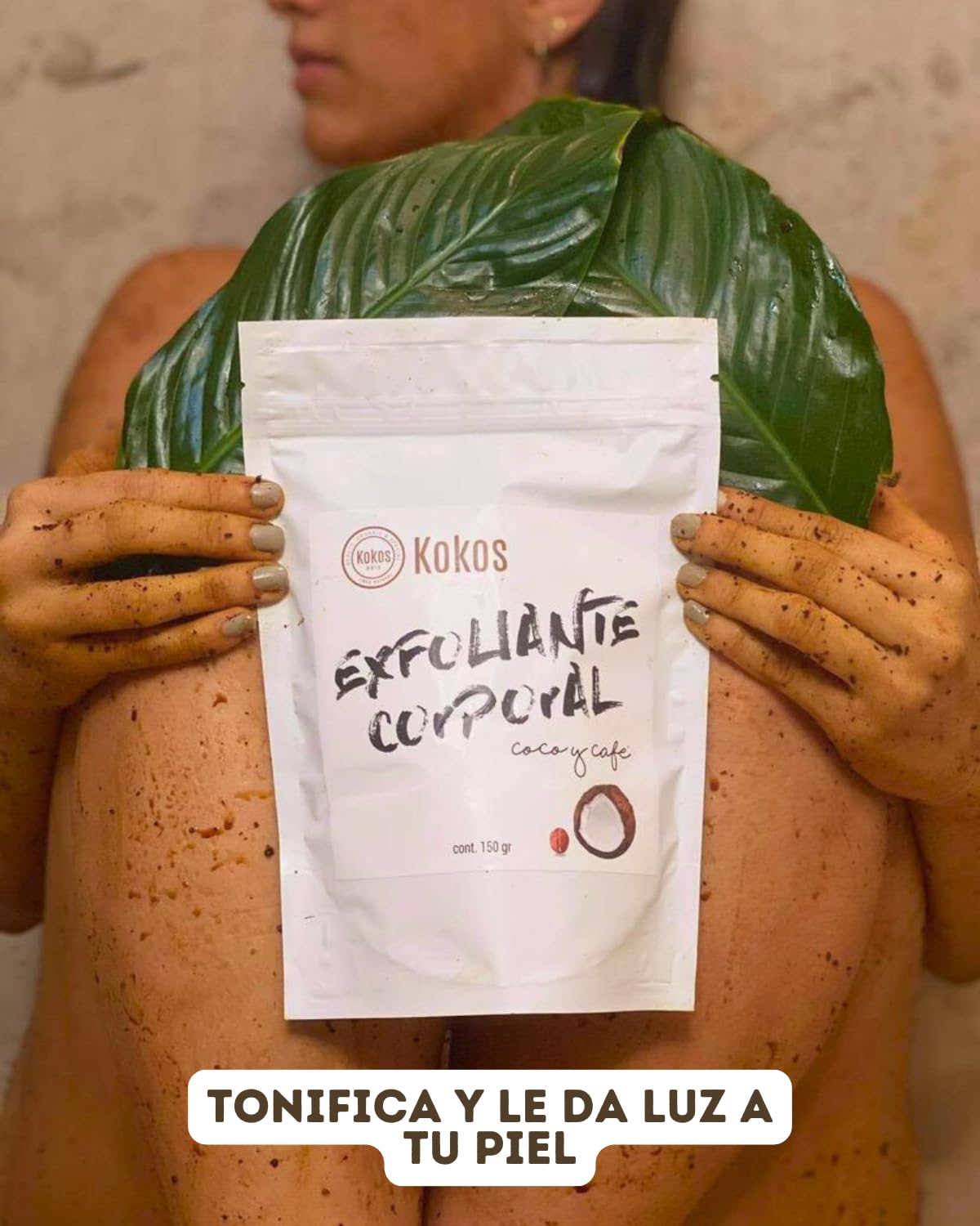 KOKOS Organic, Exfoliante Corporal, Hidrata y Suaviza la Piel, Exfoliante Corporal a Base de Café, Con Aceite de Coco Orgánico, Aceite de Almendras, Vitamina E, Contenido 250 gr