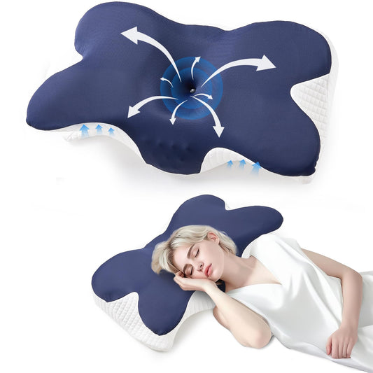 Hisemy Almohada Cervical,Almohada Ortopedica con Núcleo De Almohada De Espuma Viscoelástica, para Aliviar el Dolor De Cuello, Hombros, Almohada Antiarrugas para Dormir de Lado, de Frente y Espalda