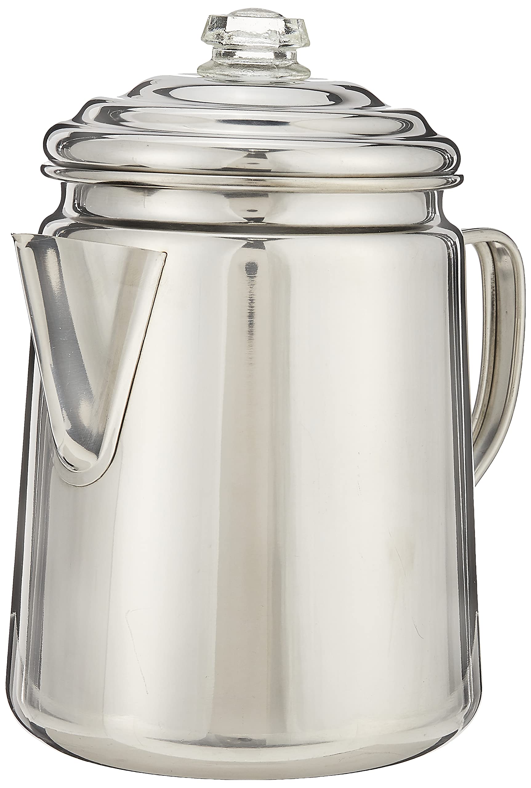 Coleman - Cafetera Percoladora de acero inoxidable con capacidad de 12 tazas, ligera, sin filtro, duradera al aire última intervensión para camping, mochileros, caravanas, fogatas y más