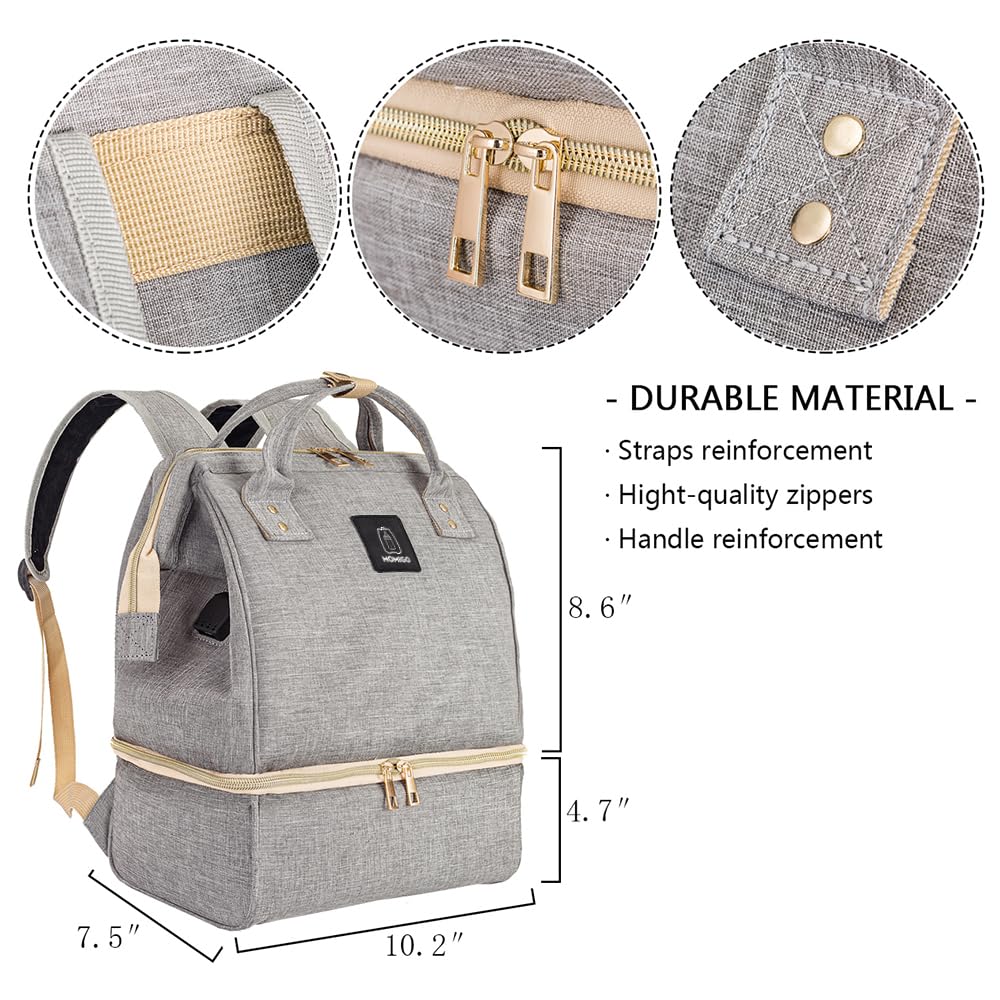 MOMIGO Mochila Bolsa Hielera a Prueba de Humedad Doble Capa con Puerto de Carga USB, Grande (Gris)