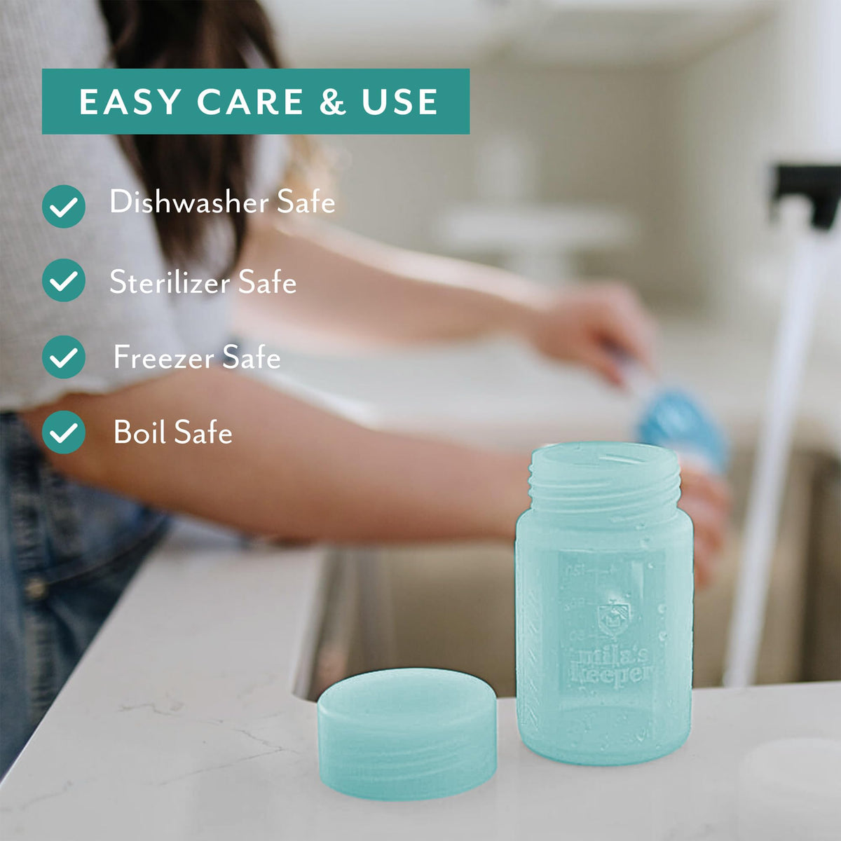 Mila's Keeper - Botellas de almacenamiento de leche materna de silicona premium, para bombeo, almacenamiento y alimentación, se adapta a bombas y pezones líderes, recipientes de almacenamiento de